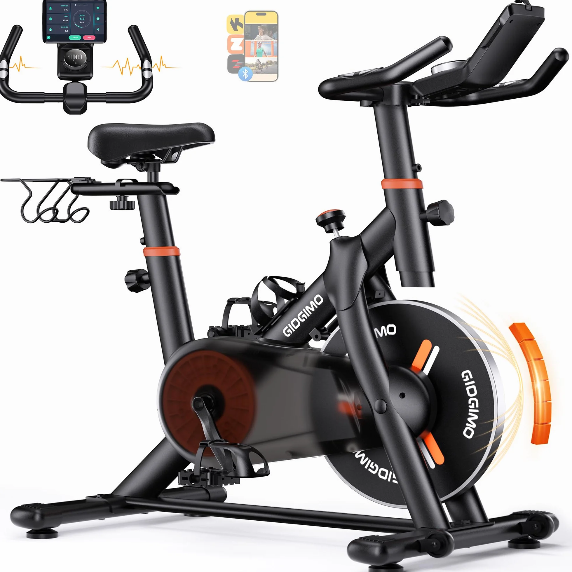 GIDGIMO 2026 Nuevo Bicicleta Estática Silenciosa para Casa con Resistencia Ajustable, Asiento Transpirable, Monitor LCD, Pulsómetro, Entrenamiento en Casa, Capacidad Máxima 150 kg