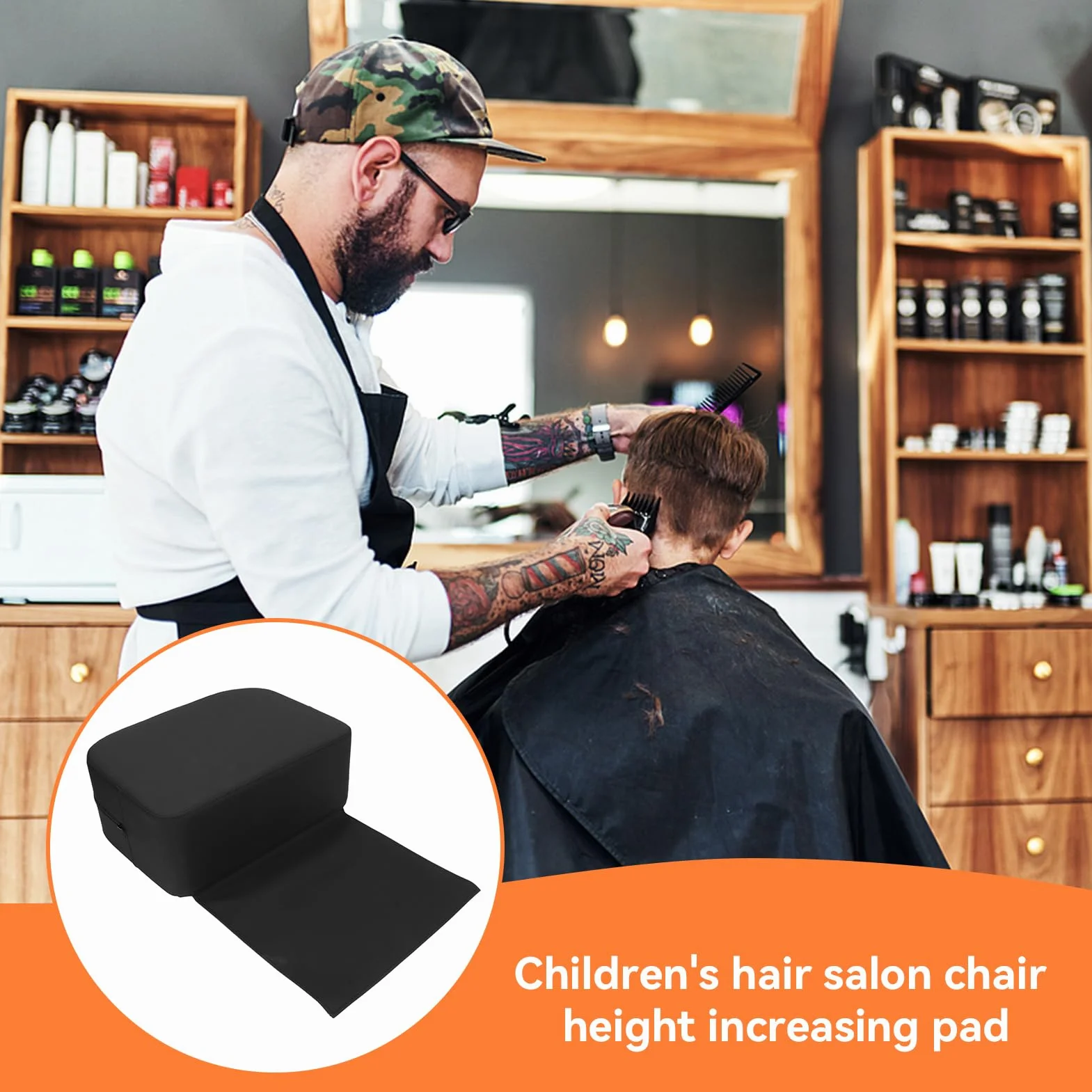 Cojín De Asiento Elevador De Salón, Cuero PU Impermeable, Equipo De Peluquería Para Corte De Pelo