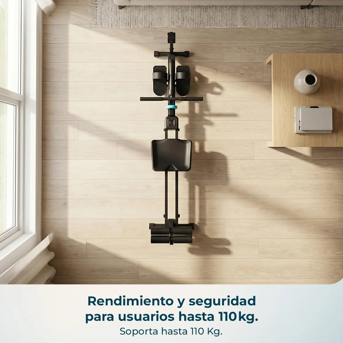 Cecotec Máquina de Remo Hidráulica Drumfit Rower CompactROW. 12 Niveles de Resistencia, Peso hasta 110kg, Fortalece Brazos, Espalda y Mejora la Resistencia Cardiovascular