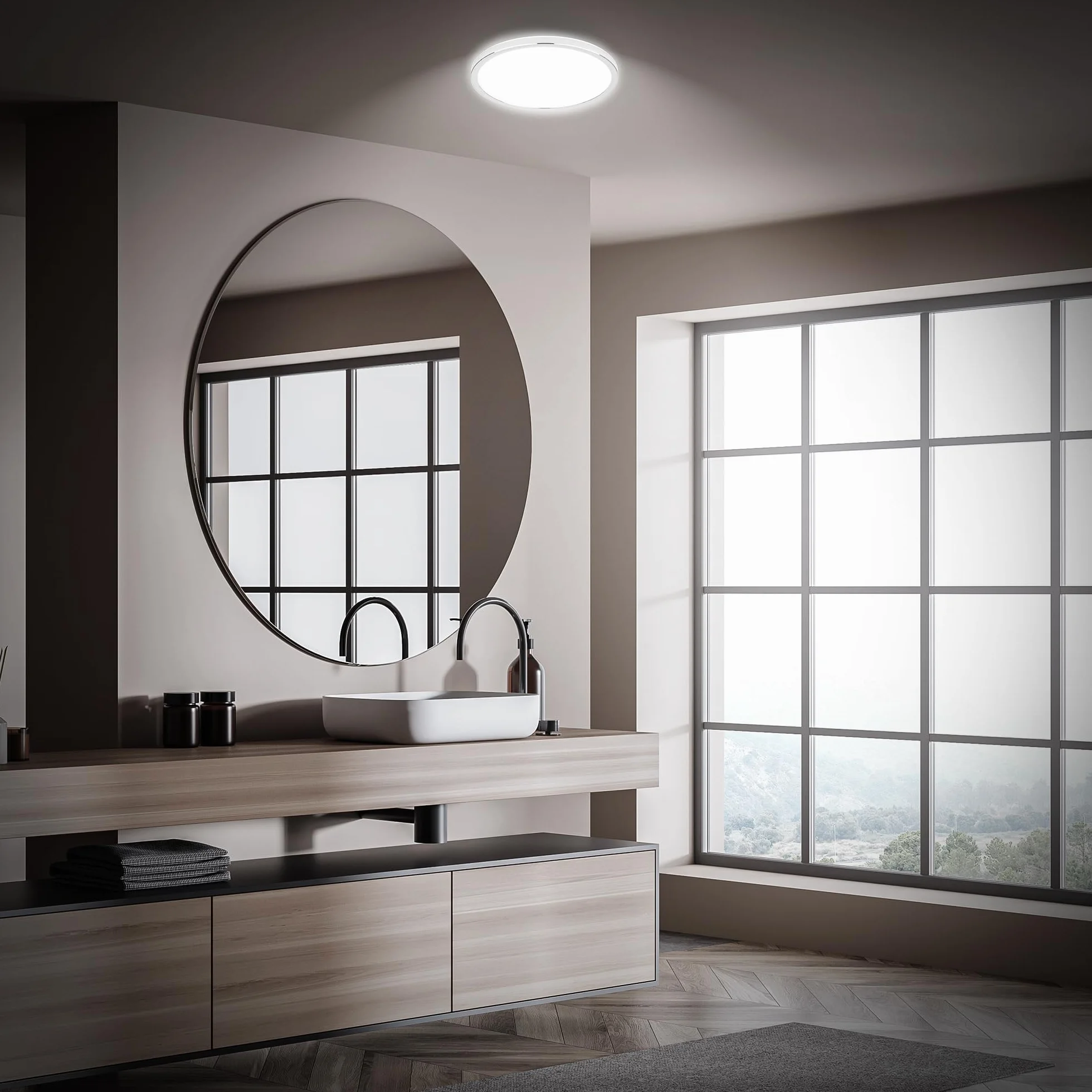 BRILONER Plafon LED techo baño luz indirecta IP54 29,3x2,8 cm cromo