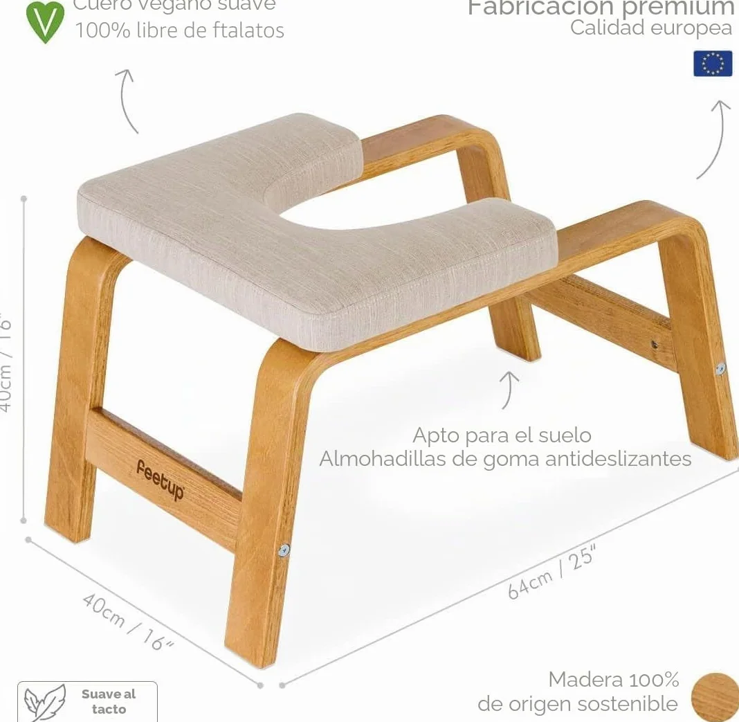 FeetUp - El Banco Original de Yoga, Banco y Soporte Vegano, Equipo de inversión de Entrenamiento de Fuerza para relajación y Fuerza, Incluye aplicación y Kit de Inicio (Honey, Chai)