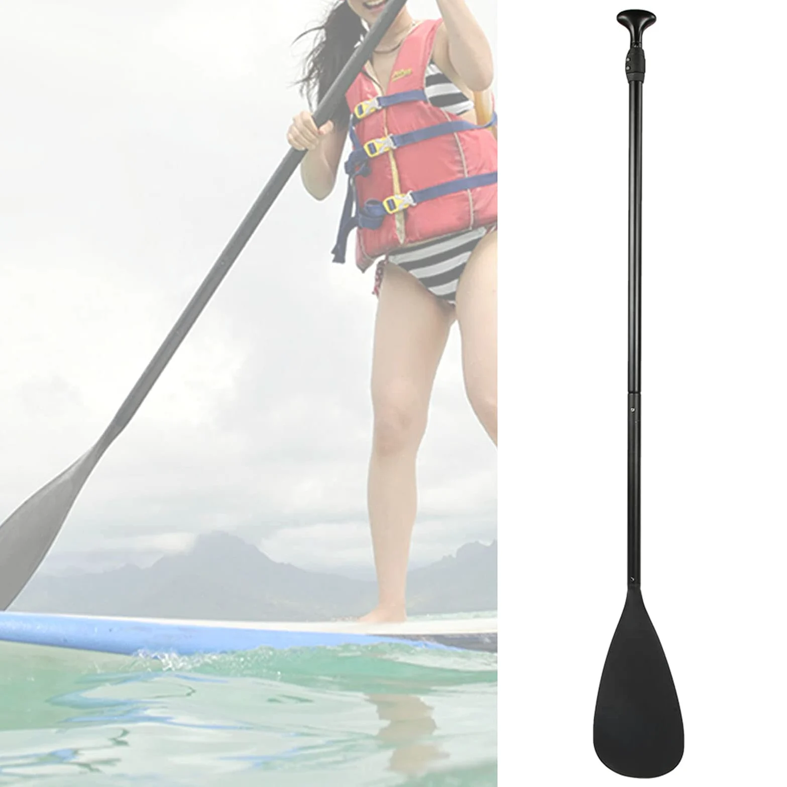 aqxreight Remo de Remo Extensible Negro Desmontable para Tabla de de Pie, Kayak, Surf, Eje de Aluminio con en T Antideslizante, Agarre Ergonómico