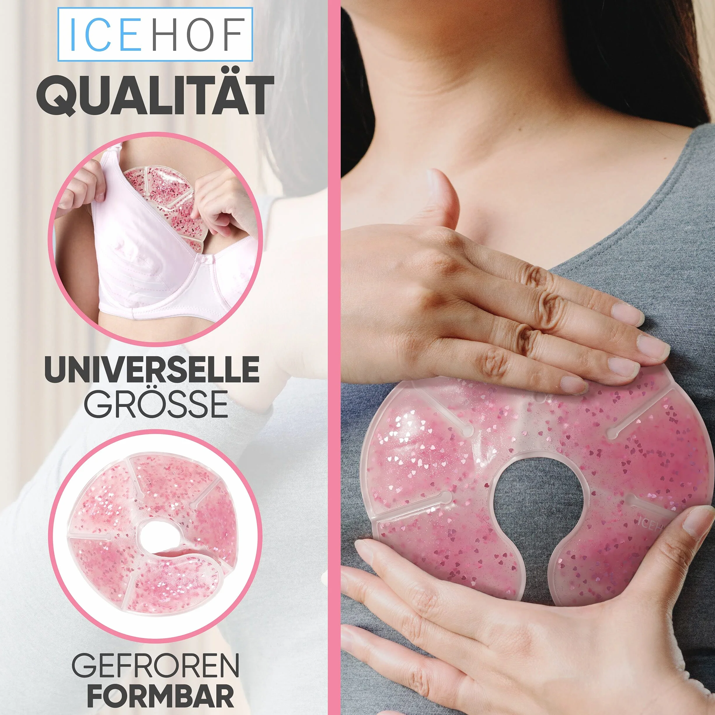 ICEHOF Bolsa Gel Frío para Pecho [2x] - Accesorio de Lactancia Compresas Gel Frío Seno Hielo Almohadillas Refrigeración