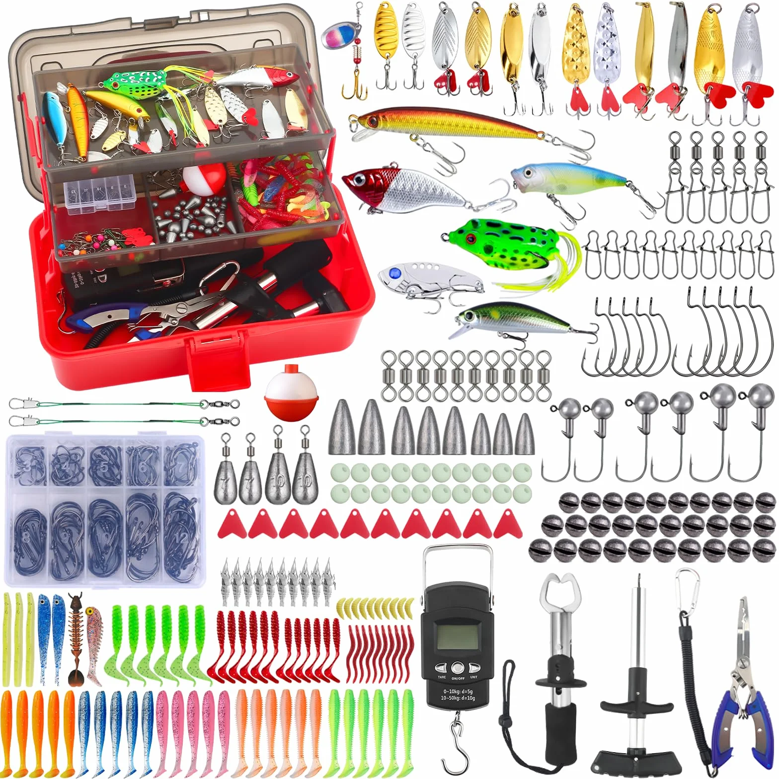 Kit de Pesca 314 Piezas, Maleta Portátil con Caja de Cebo, Set de Iniciación con Accesorios
