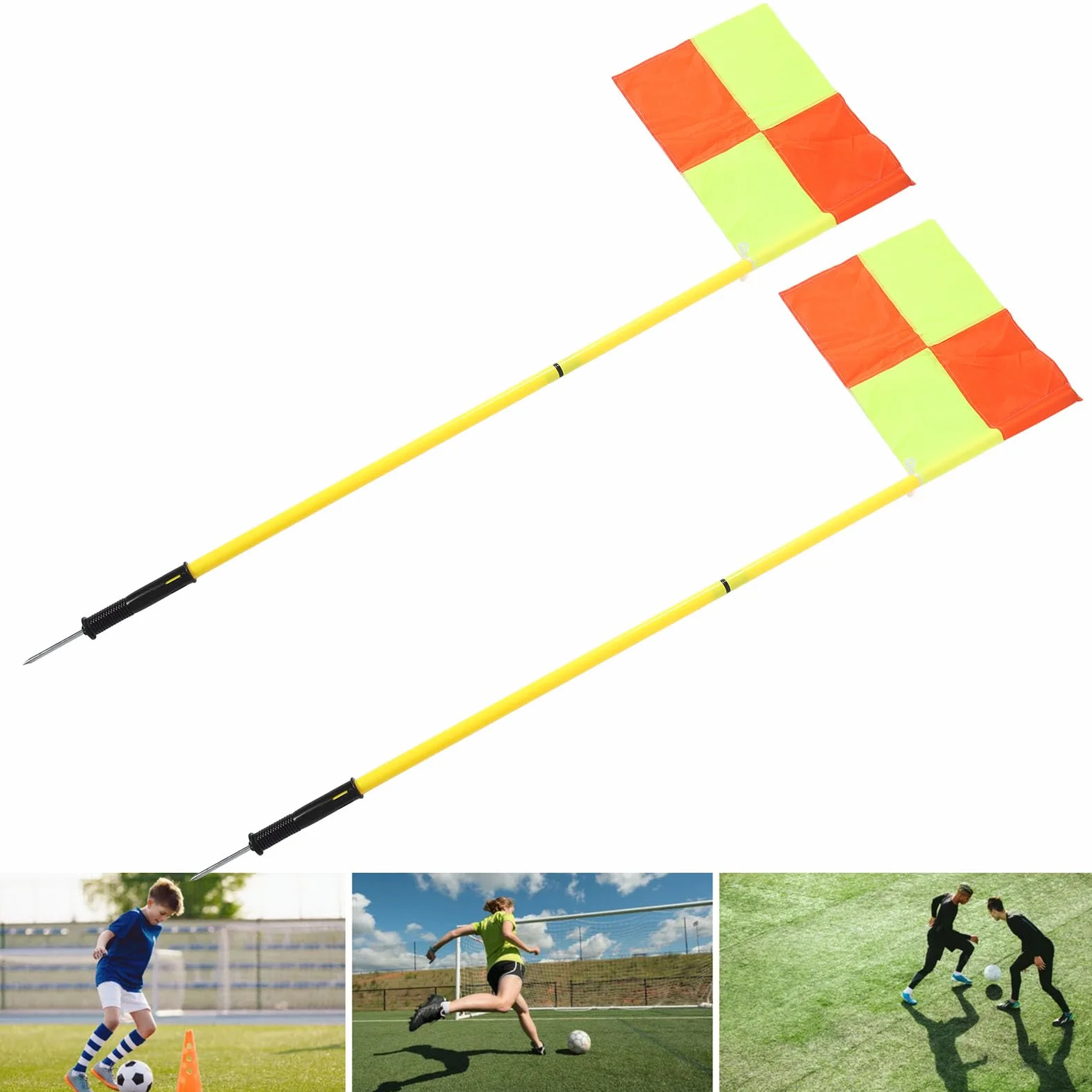 banapoy 4 Banderas Esquina Fútbol, ​​postes 1,5 M de Colores Brillantes para Campo Entrenamiento de Fútbol, ​​con Bolsa de Almacenamiento, Plástico Duradero para Equipos Deportivos