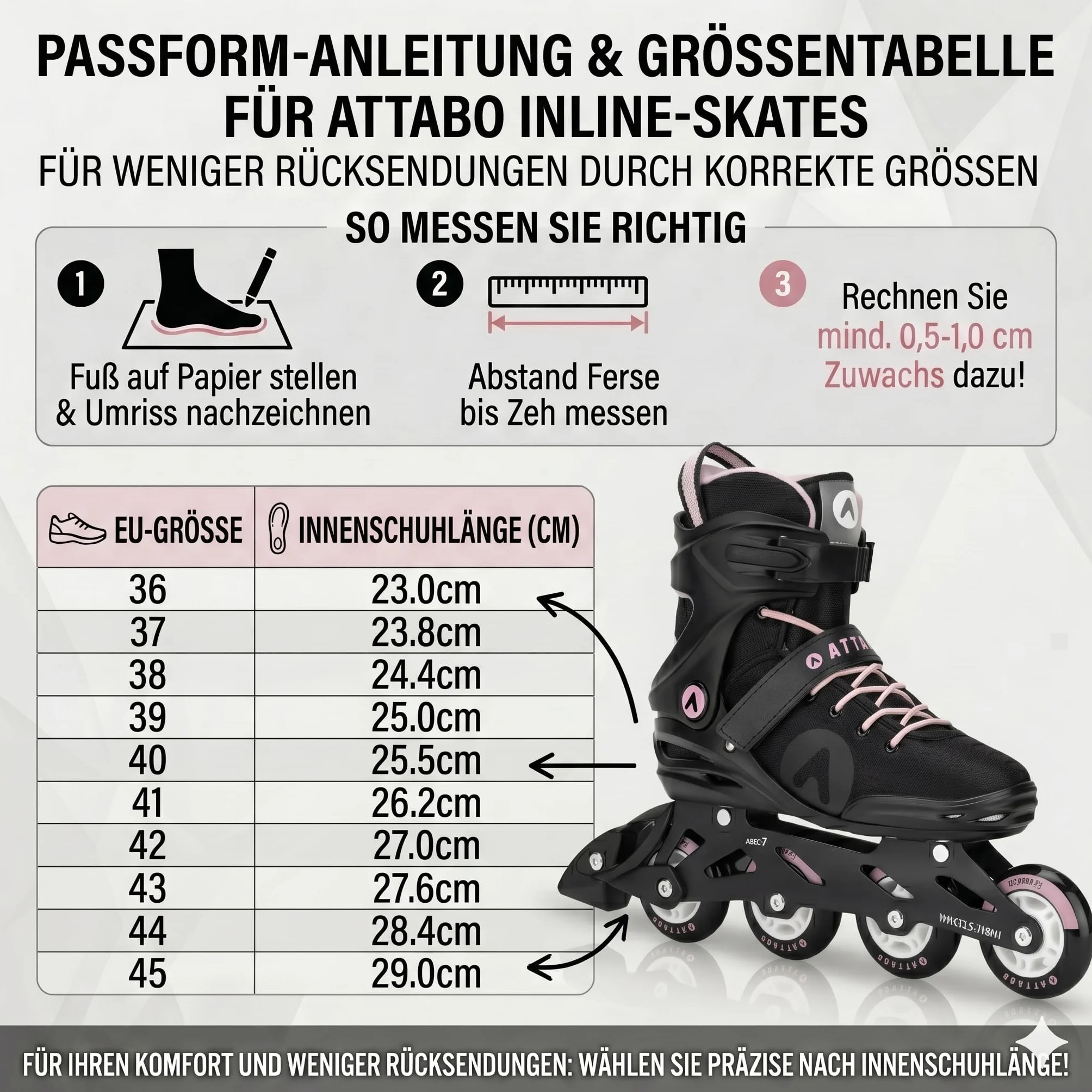 Patines en línea de Aluminio ATTABO para Mujer, ABEC-7, Ruedas 82A, Ajustable