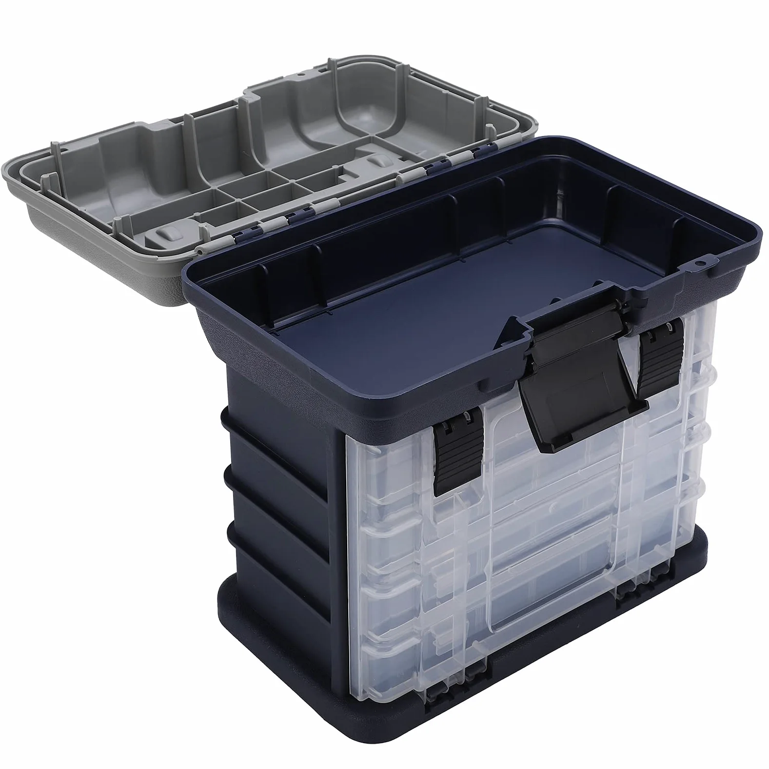 Caja de Aparejos de Pesca de 4 Capas, Almacenamiento de Gran Capacidad con Rejillas Extraíbles para Pesca de Carpas