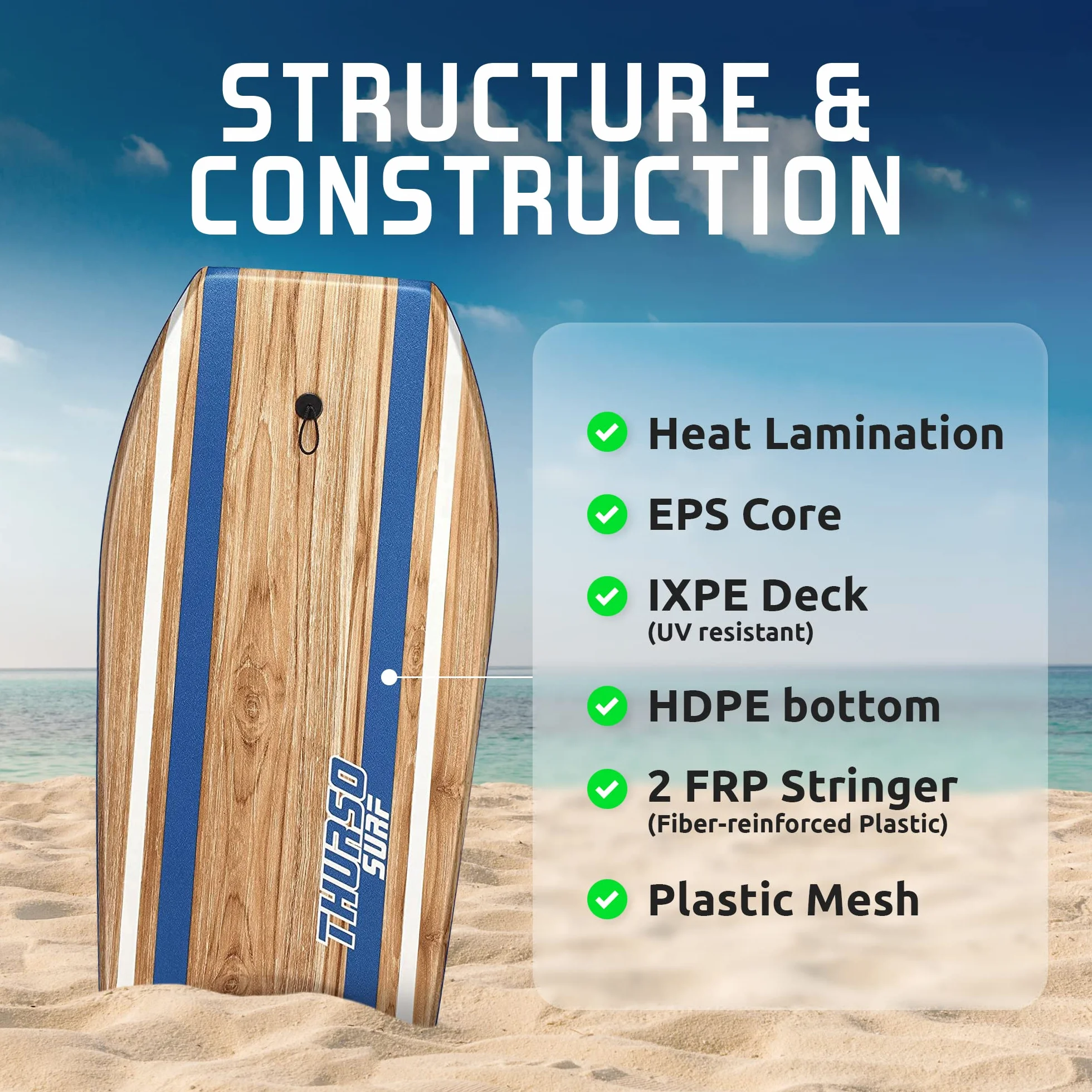 THURSO SURF Quill 42'' Bodyboard EPS Core IXPE Deck HDPE Slick Bottom FRP Stringer Crescent Tail Dual Channel Leash