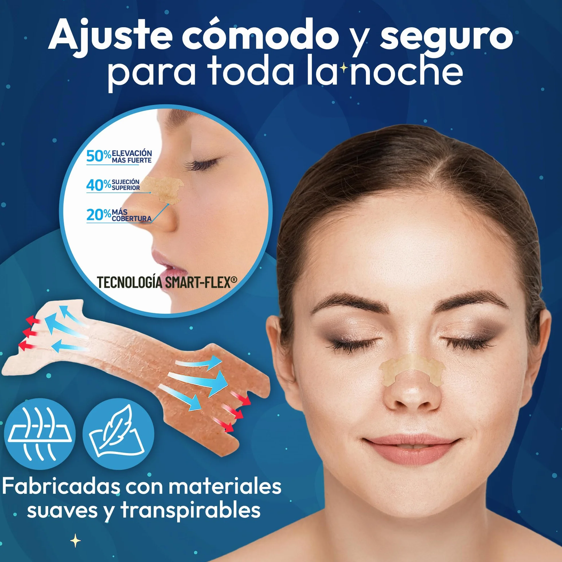 SILKORA® Premium Tiras Nasales Antirronquidos Alivian Congestión Nasal Nose Strips Breathe Right