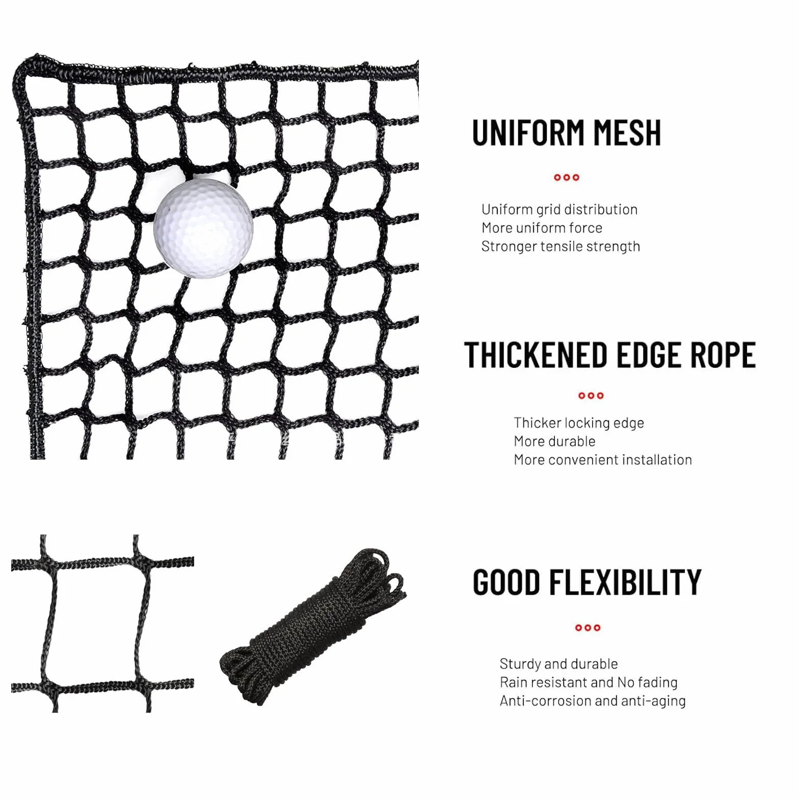 Redes De Protección Contra La Seguridad De La Espalda De Béisbol, Redes Deportivas, Red De Cuerda Protectora Multipropósito De Poliéster, Heavy duty knotless net, patio trasero movimiento (Size:1x10m)