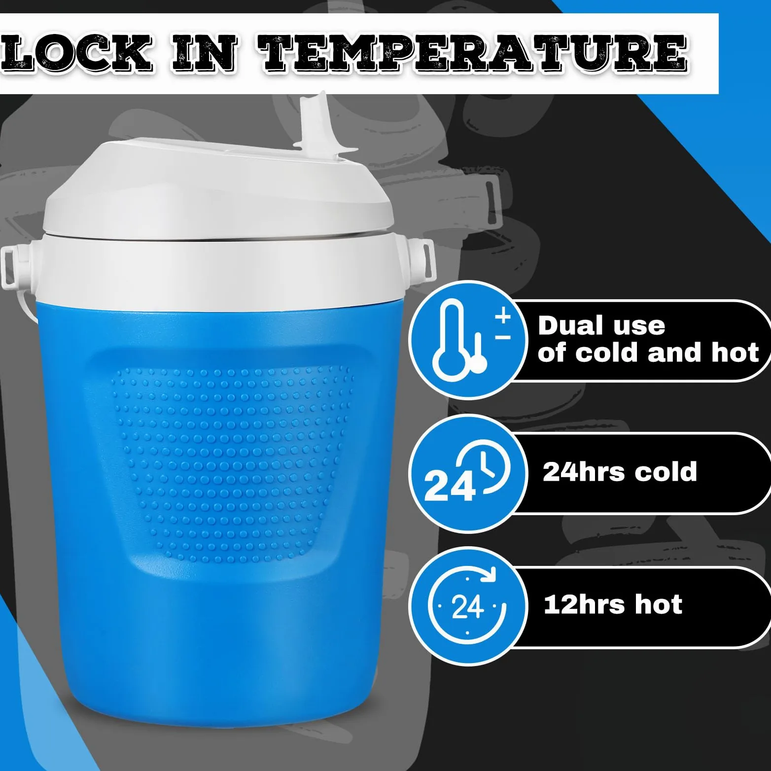 Teenyyou Jarra de agua de 1 galón con asa, botella de agua portátil para béisbol, fútbol, gimnasio, fútbol, camping, playa, deportes, portón trasero, picnic