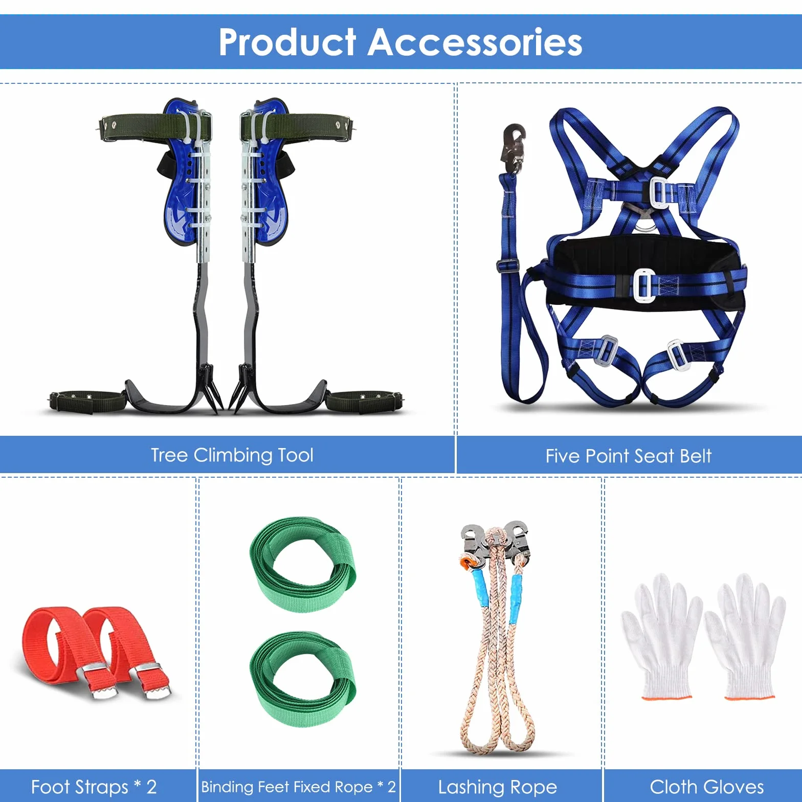 Crampones de árbol con 2 Engranajes y Correas de Seguridad de 5 Puntos, Juego de trepadores de árboles con crampones Altura Ajustable de la Pantorrilla, fácil de Usar para Recoger Frutas