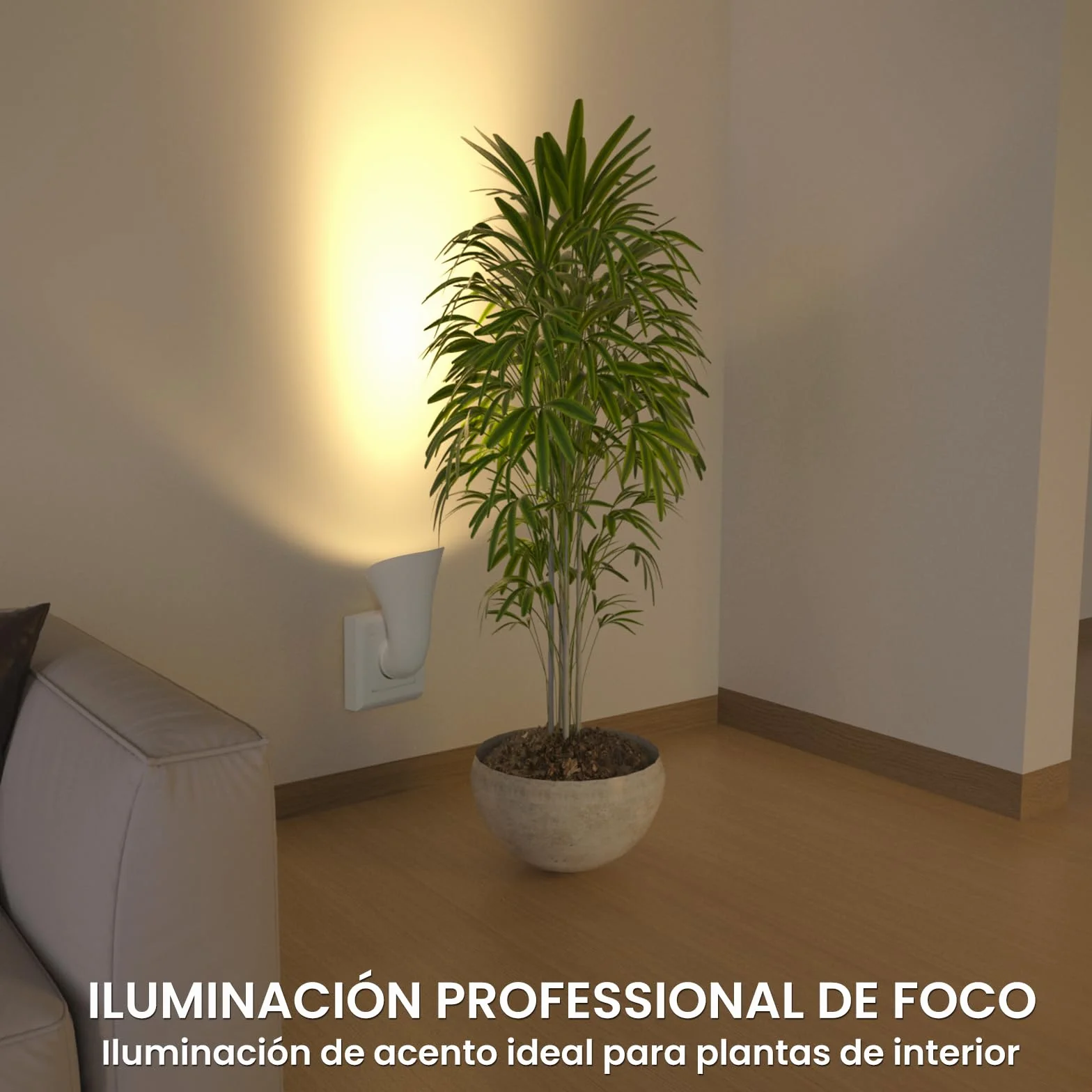 GU10 LED Aplique de Pared con Enchufe, Foco Uplighter, Luz Cálida 3000K