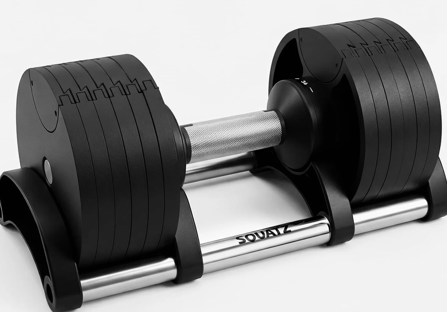 SQUATZ mancuernas ajustables con cambio rápido de peso, juego de mancuernas que ahorran espacio con mango antideslizante, sistema de bloqueo seguro, placas y base resistentes para entrenamiento