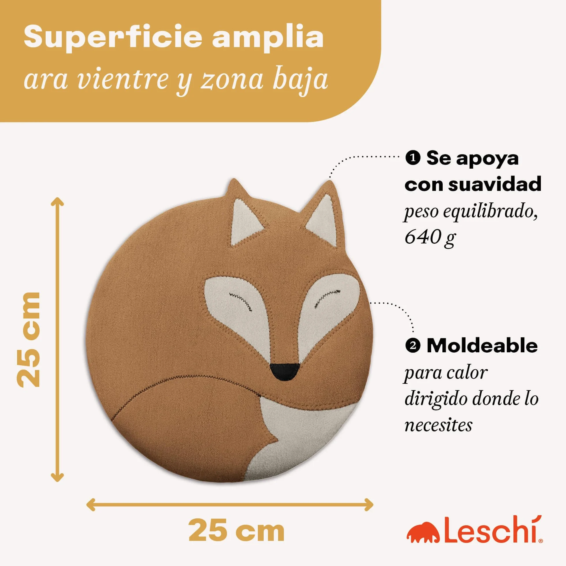 LESCHI Bolsa de Semillas Microondas 100% Algodón Trigo Orgánicos Saco Térmico Lavable Zorro Marrón