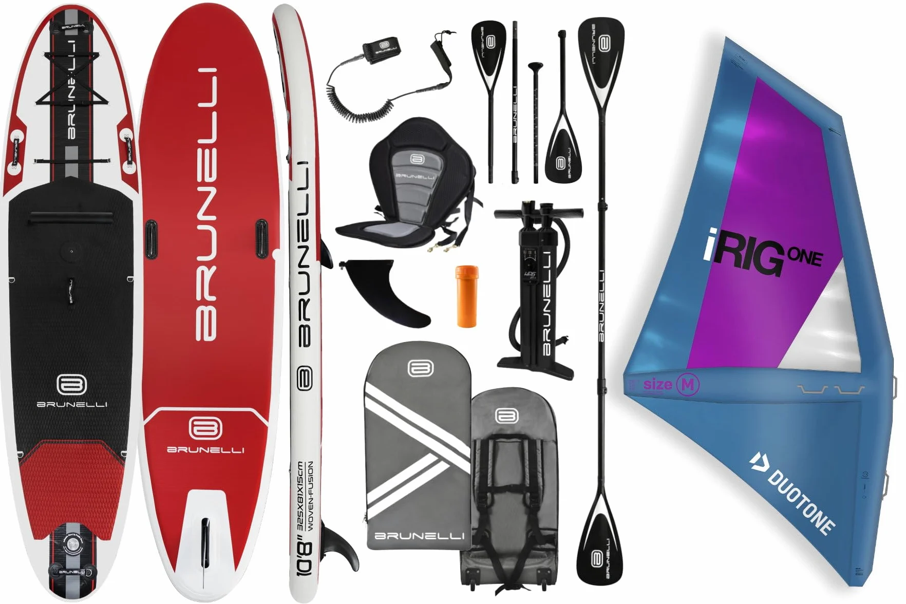 BRUNELLI 10.8 Windsurf Woven Double Layer iSUP Board hinchable Stand Up Paddle iRIG M Surf Sail Set Blue