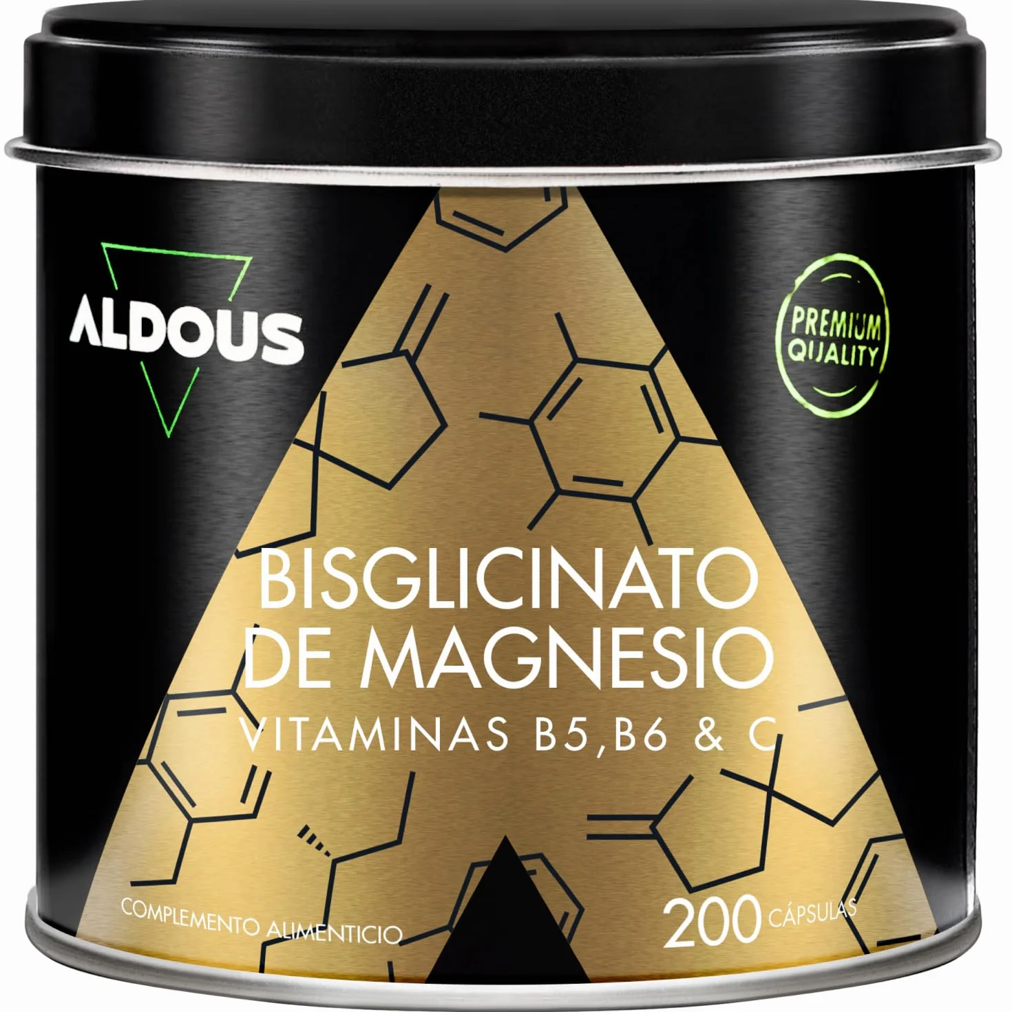 ALDOUS Magnesio Bisglicinato 200 Cápsulas Alta Biodisponibilidad Vitamina C B6 B5