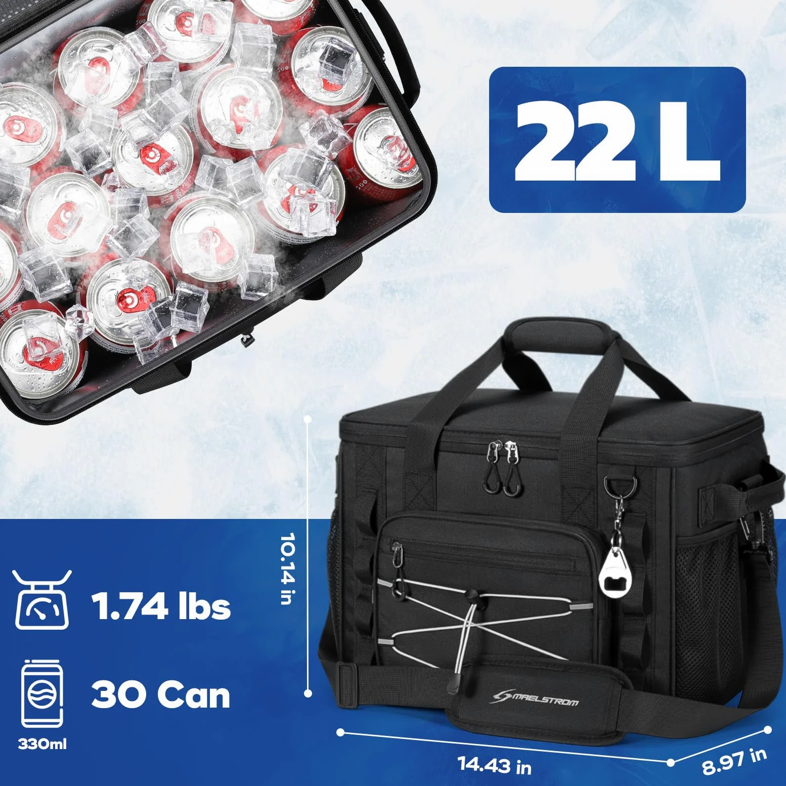 Maelstrom Bolsa térmica Suave, Enfriador de Lados Suaves, Enfriador de Playa Plegable para 30 latas, hielera, Enfriador Grande a Prueba de Fugas, Enfriador de Viaje portátil para Kayak, Compras de
