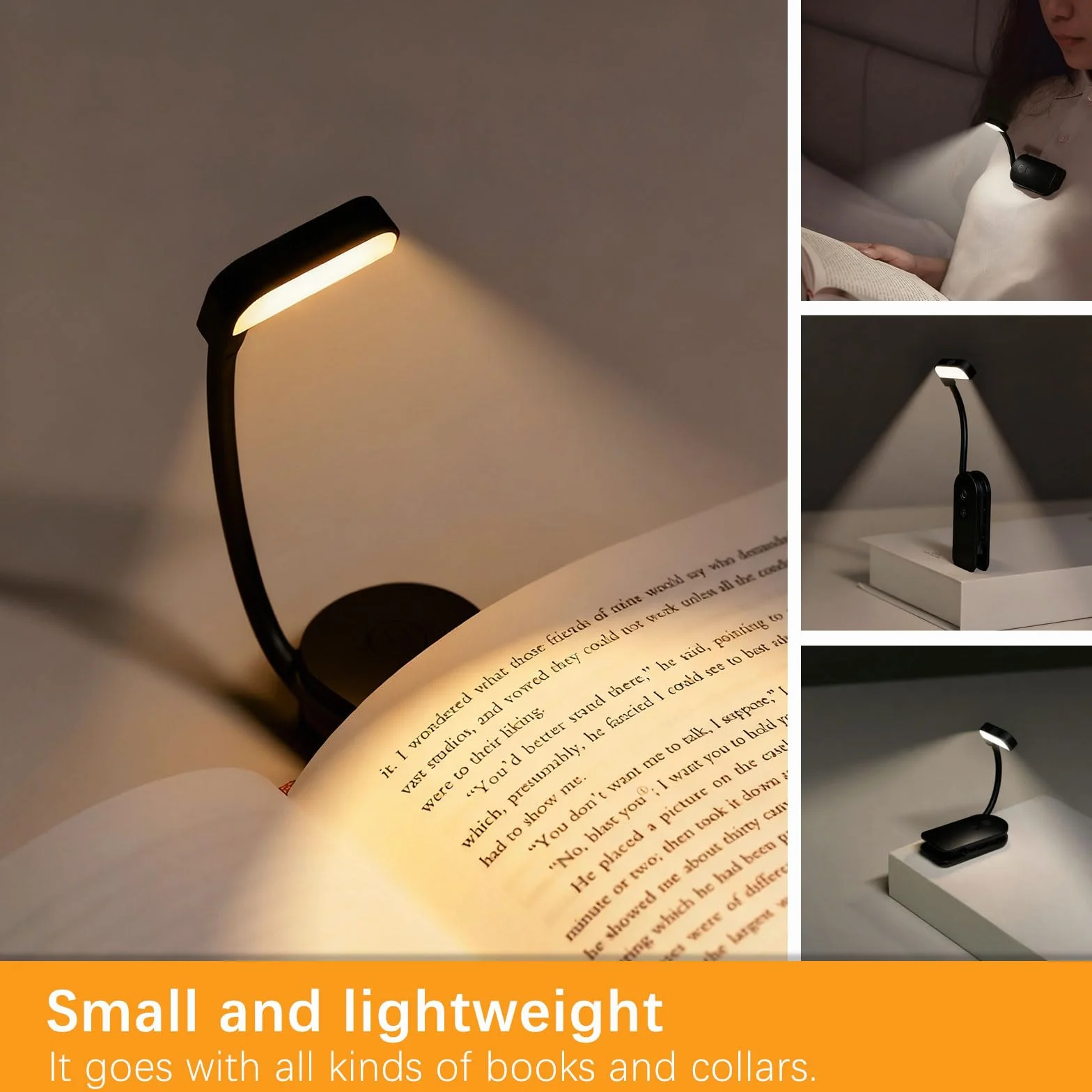 Lámpara de Lectura Recargable 9LED 3 Colores 3 Brillos 360° Flexible Ajustable