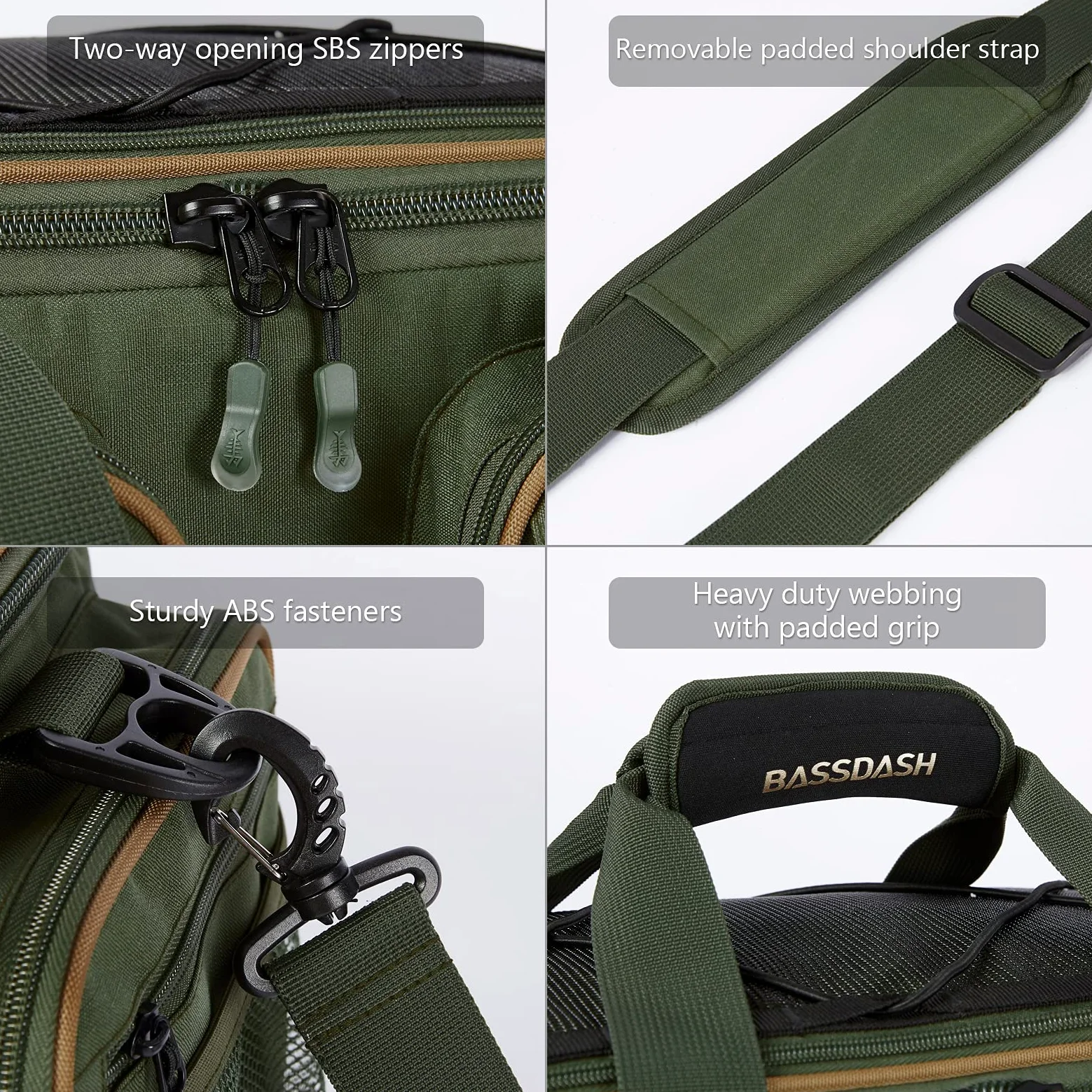 Bassdash Bolsa de Aparejos de Pesca, Bolsas de Pesca de Gran Capacidad,Impermeable y Ligero，con Cubierta de Lluvia Inferior