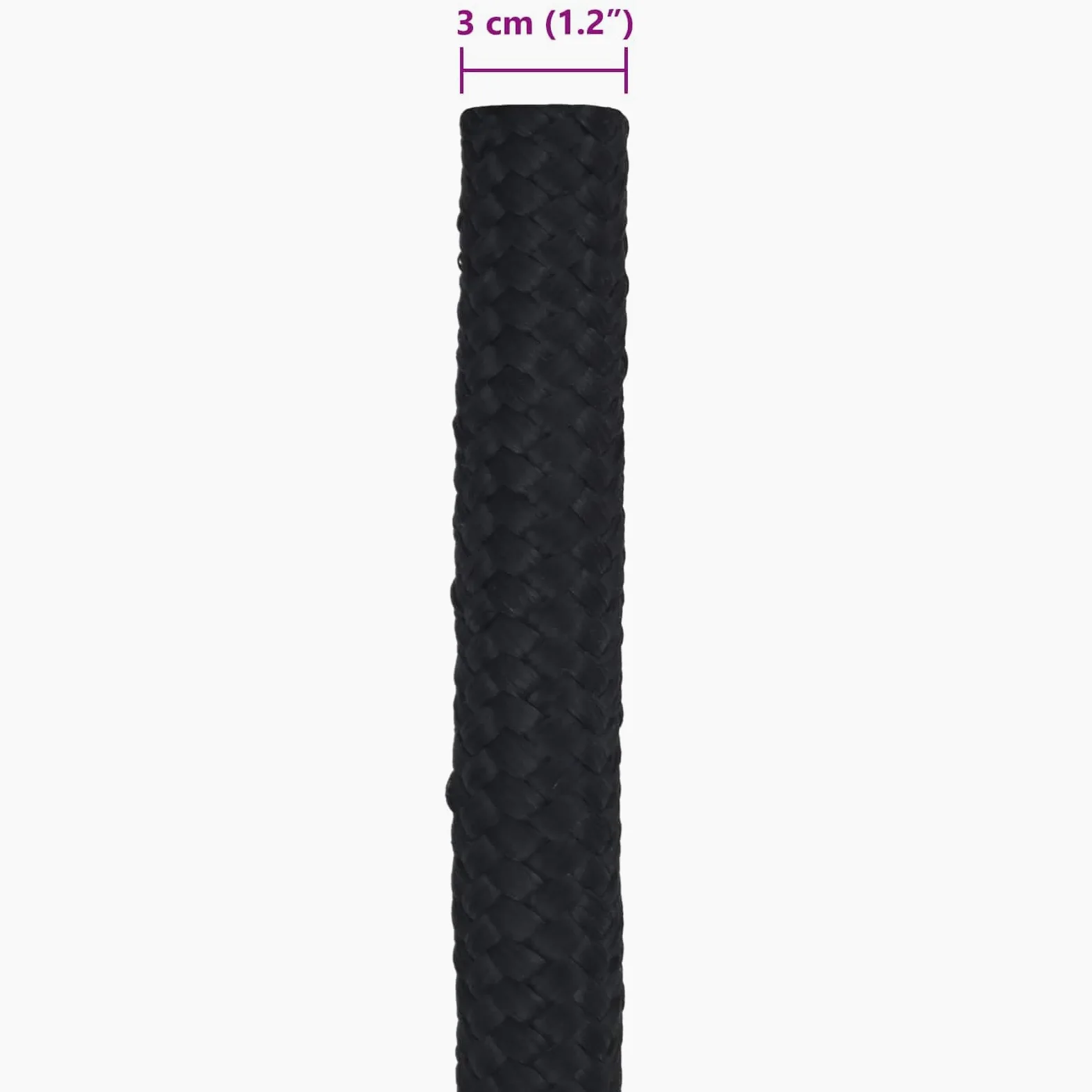 Cuerda de polipropileno para barco, 10 m, color negro, 3 cm de diámetro, resistente a la intemperie, para vela, canotaje, yatar, asegurar y atar