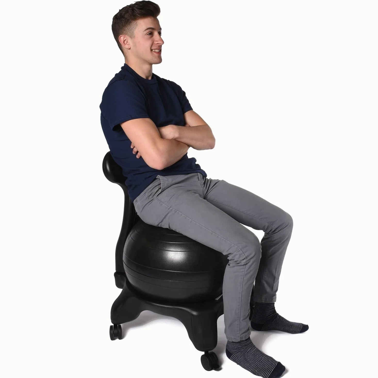 Equilibrio Silla de Oficina con Balón Medicinal para Adultos, Silla Inflable de Equilibrio con Base de Rodillo