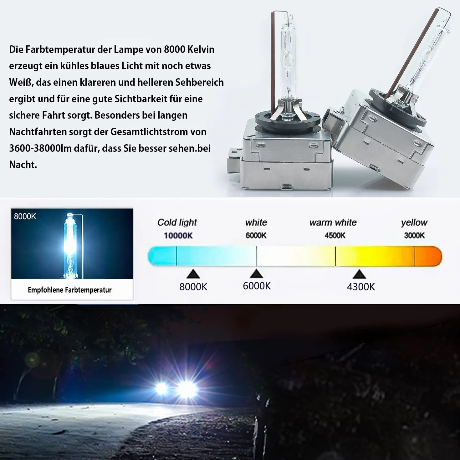 Bombilla Xenón D1S HID 8000K 12V 35W Kit de Repuesto (2 Piezas)
