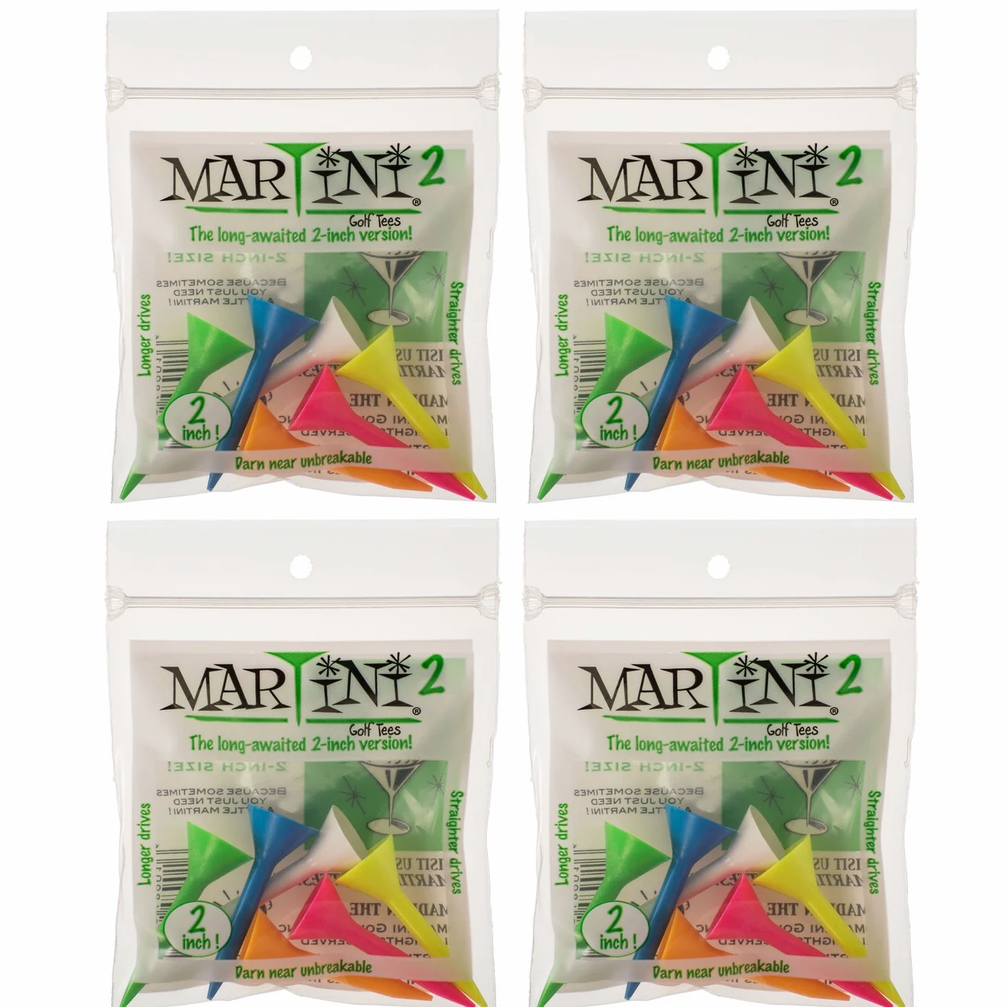 2 "Martini Tees de Golf Tees – 4 Paquetes de Mezcla de – 24 Total – prácticamente irrompible