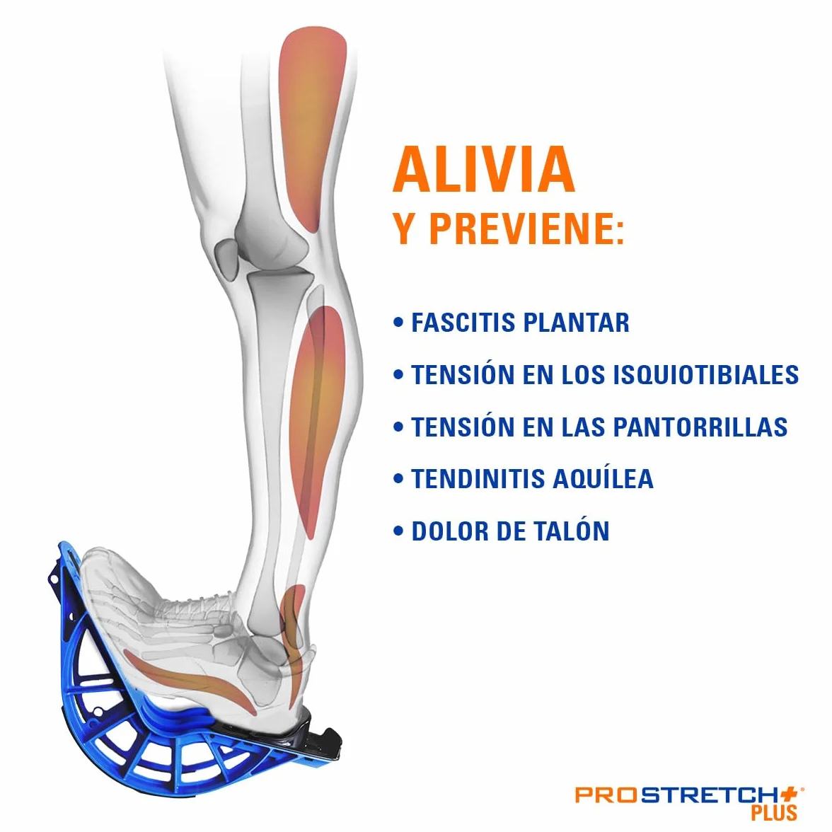 ProStretch – Dispositivo de Estiramiento Plus para Pantorrillas y Pies – Alivia la Fascitis Plantar, Tendinitis del Tendón de Aquiles – Soporte de Pie y Reposapiés Ajustable – Plantar Fasciitis