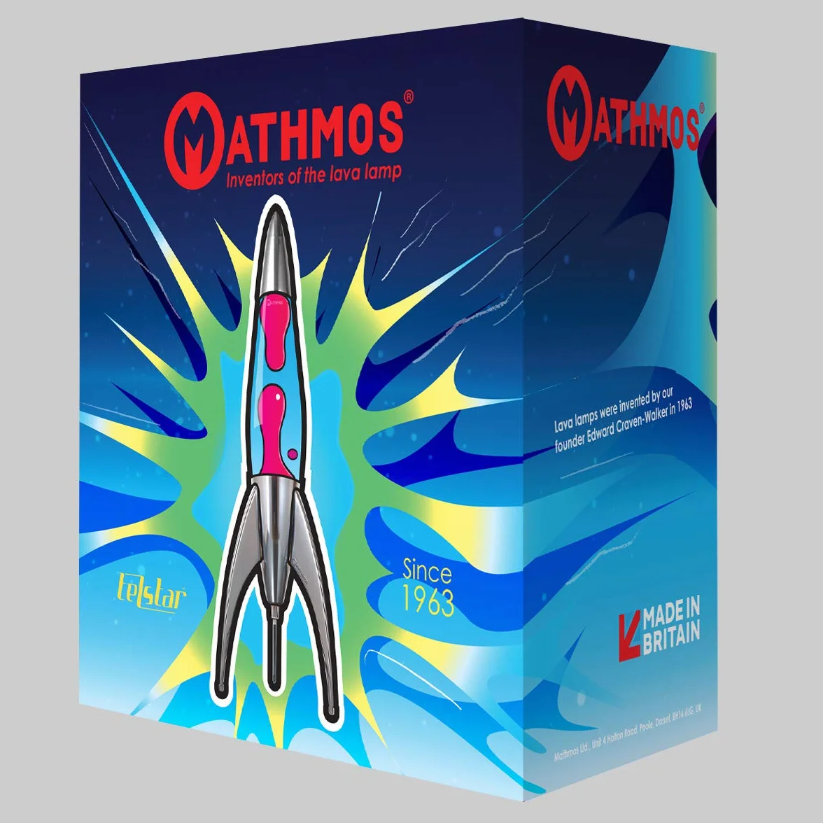 Mathmos Lámpara de Lava Telstar Rocket Azul Rosa