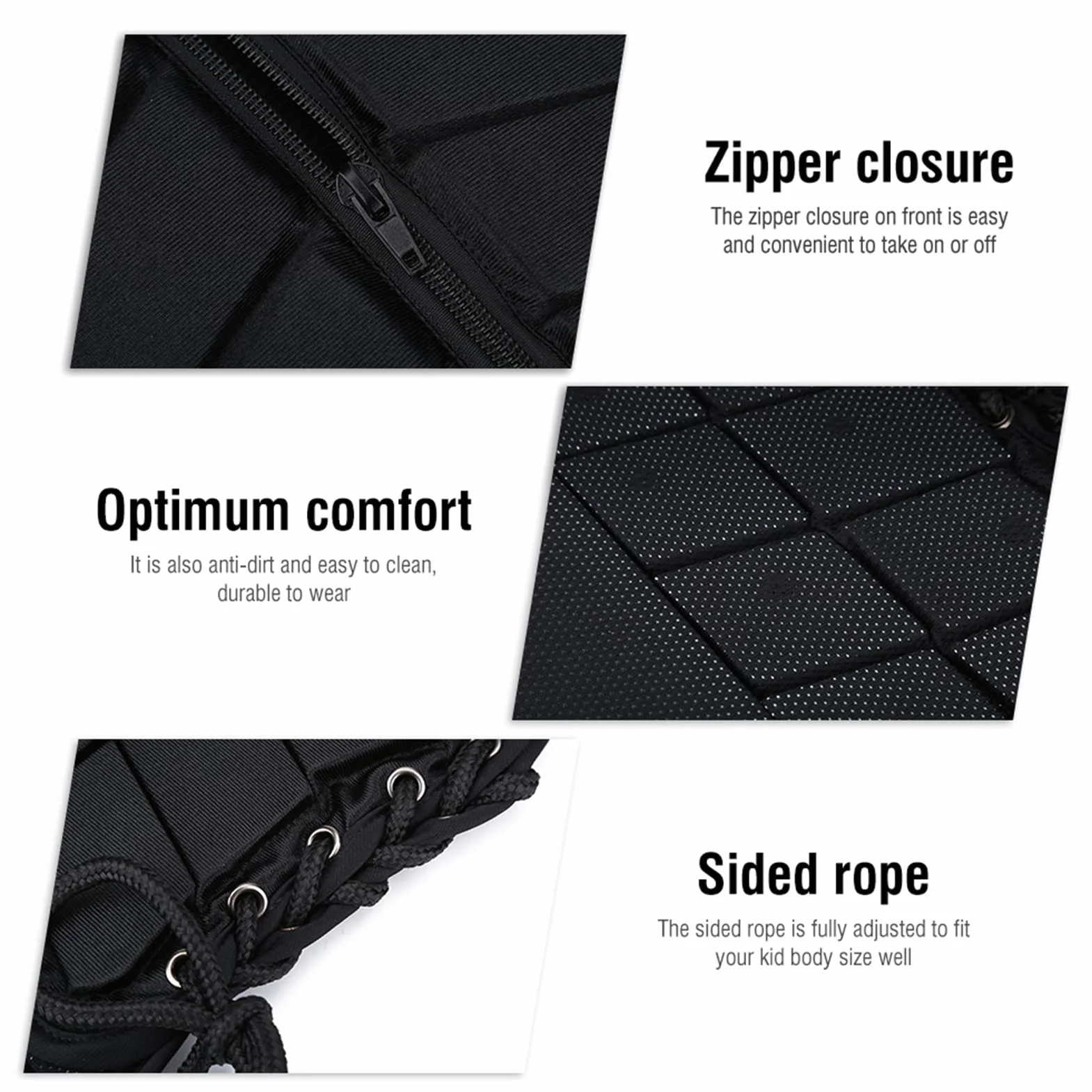 Ecuestres chaqueta protectora chaleco， Chaleco de seguridad for entrenamiento de equitación protector acrílico negro, chaleco de equitación cómodo for niños y niñas(CS)