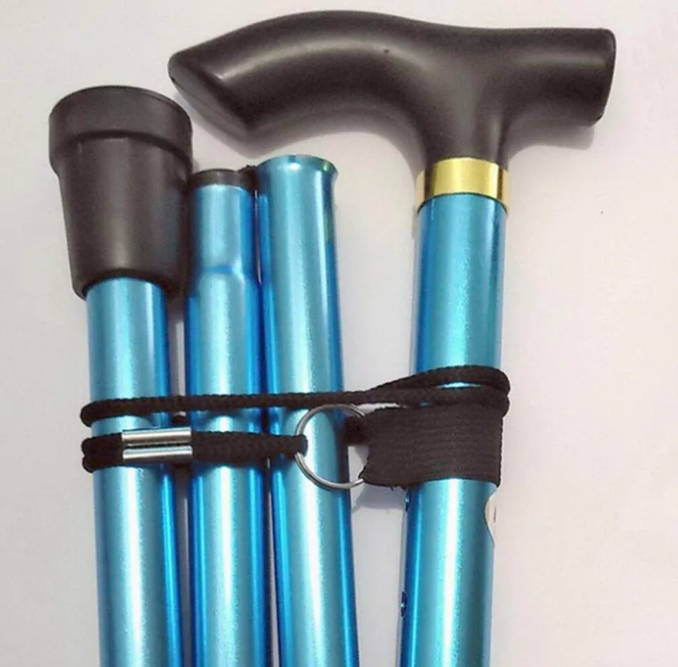 Bastón de aleación de Aluminio Ligero, bastón de Trekking con bastón Bastón Plegable de Aluminio Bastón de Trekking Plegable telescópico de Cuatro Secciones Bastón Antideslizante Muletas Ajustables
