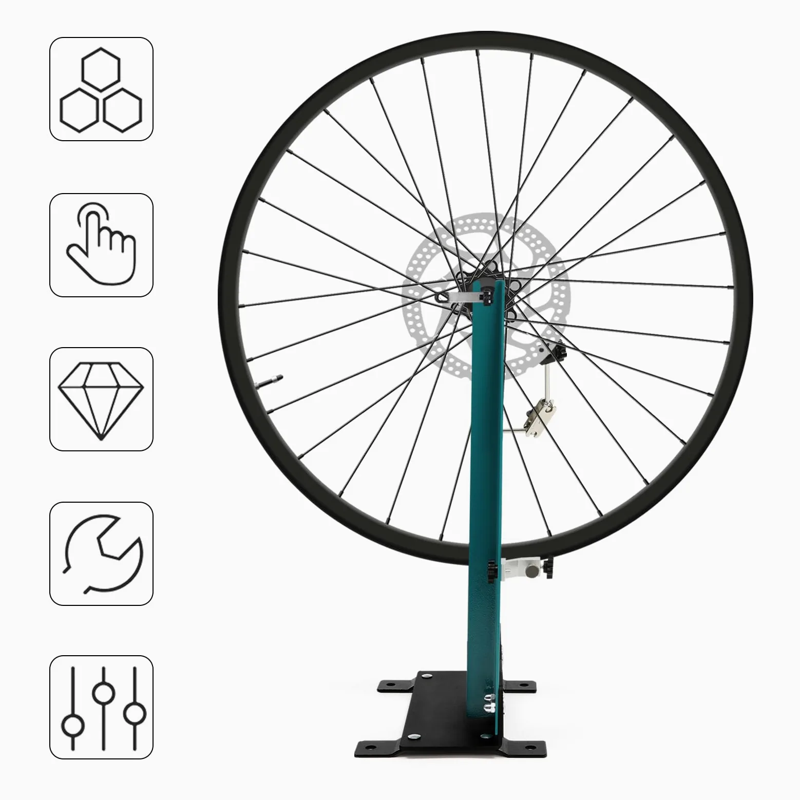 Soporte profesional para ruedas de bicicleta con herramienta de alineación multifunción extraíble para mantenimiento de llantas de bicicleta de carretera y MTB