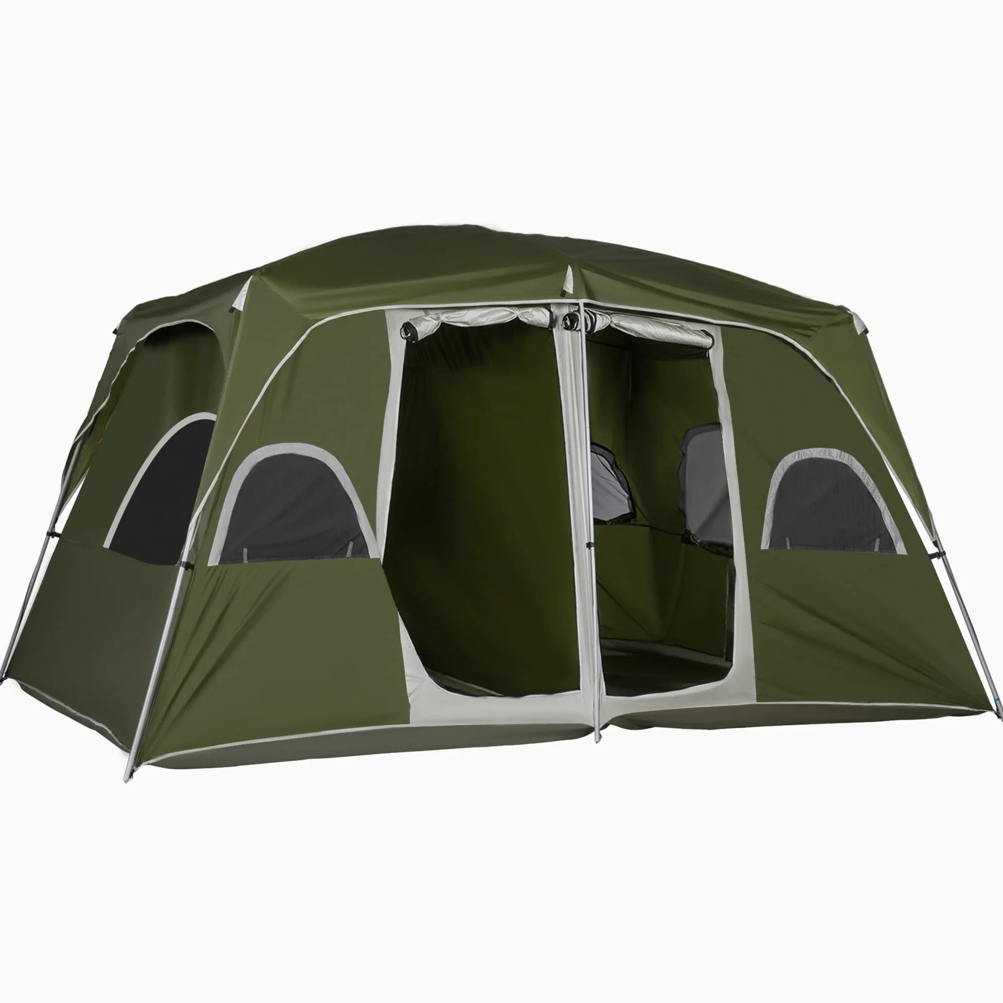 Outsunny Tienda de Campaña Familiar para 4-8 Personas con 2 Dormitorios Tienda de Camping Grande con 2 Bolsillos y Ventanas con Malla Impermeable 400x275x210 cm