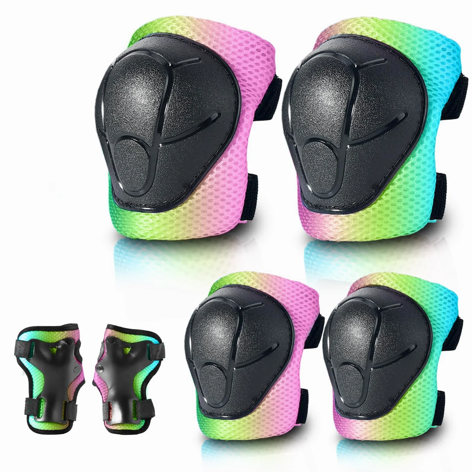Almohadillas para monopatín para niños, jóvenes, adultos, coderas y muñequeras, equipo de protección, correas dobles fuertes y clips ajustables de fácil fijación para patineta, patinaje,