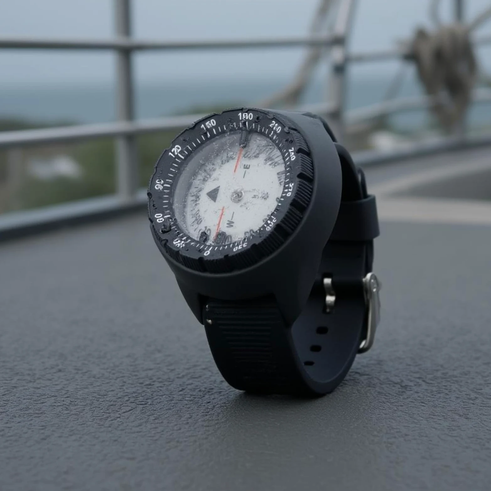 LOVIVER Brújula de Buceo Reloj Brújula Instrumento de Navegación Bisel Moleteado Esfera Redonda Correa Ajustable Hebilla Metálica Material Adecuado para Buceo y Actividades Acuáticas