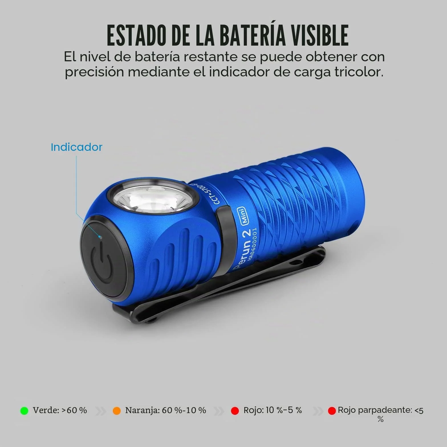 OLIGHT Perun 2 Mini, Linterna frontal LED con banda para cabeza, alcance 150 m. Luz blanca 180º