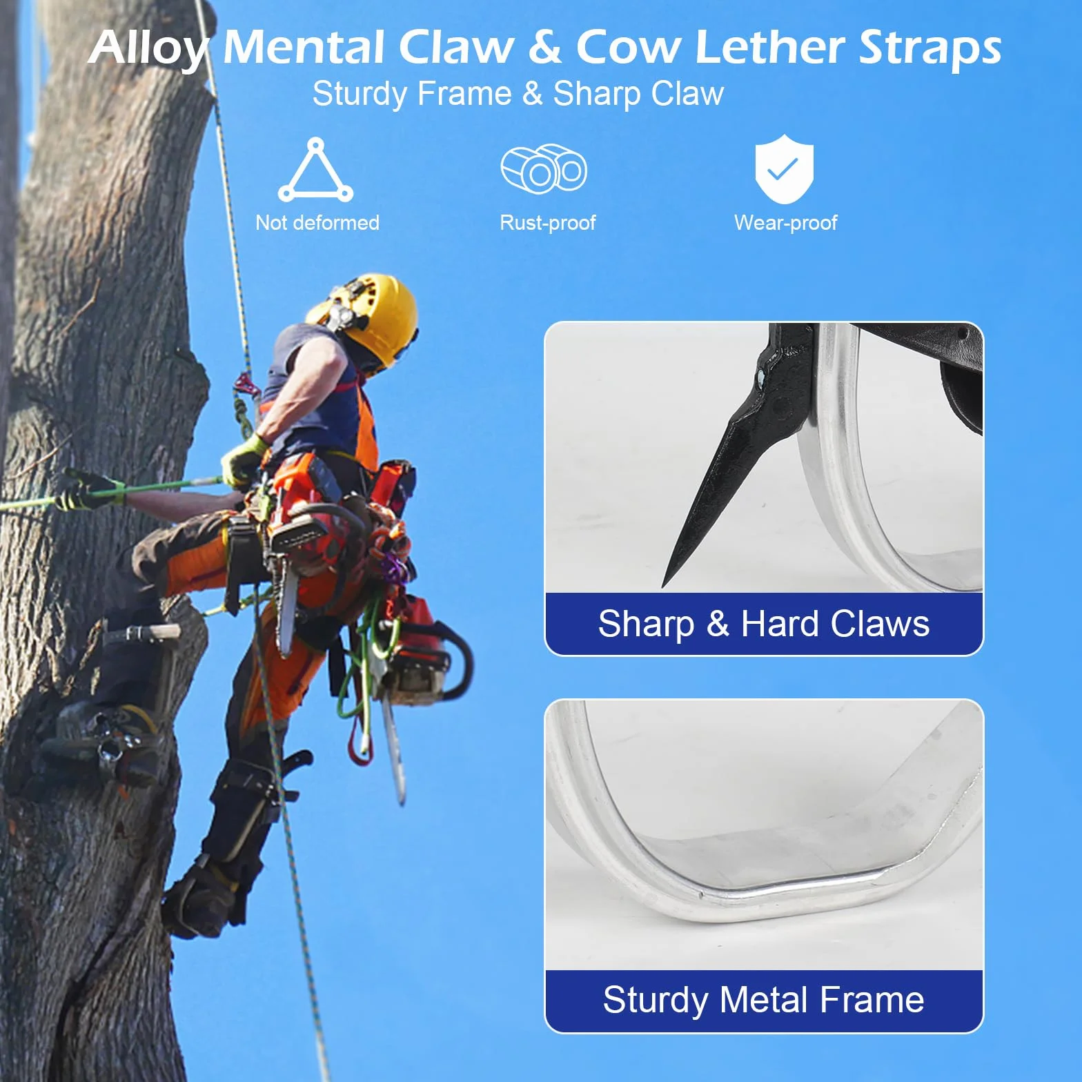 Equipo de escalada de árboles, altura ajustable crampones trepadores de árboles, zapatos de escalada de árboles, crampones de árboles, para practicar escalada de árboles, supervivencia en la selva,