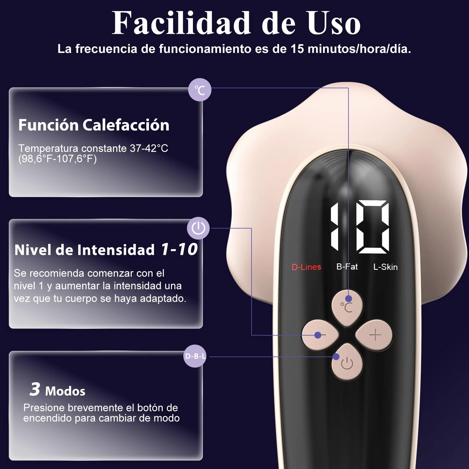 Masajeador Anti Celulitis 3 en 1 Profesional Portátil para Tamaño, Vientre, Nalgas, Brazos y Piernas