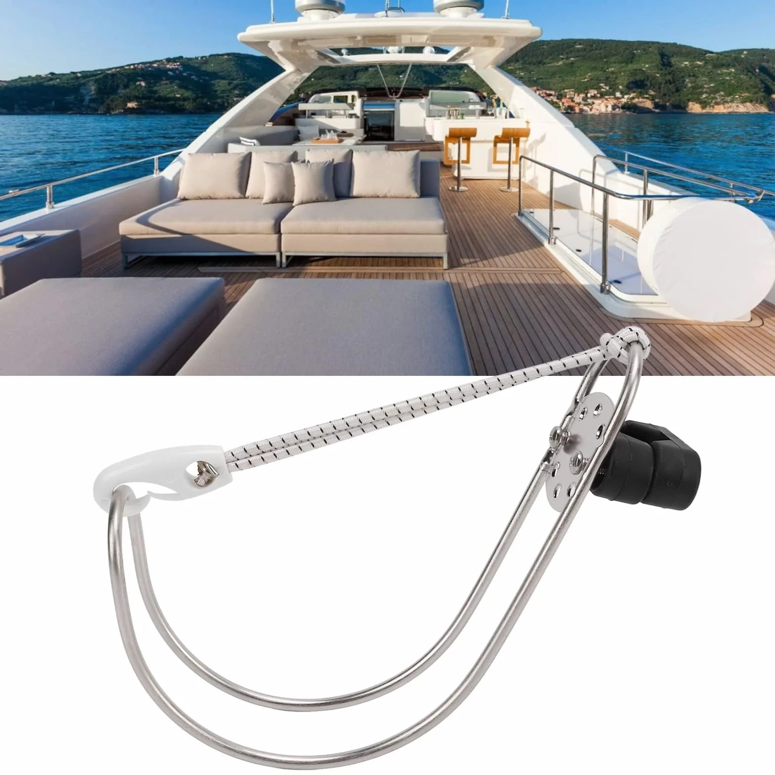 Soporte de Herradura Salvavidas Soporte de Aro Salvavidas Marino con Ajuste de Ángulo Flexible Pulido Metálico para Barco