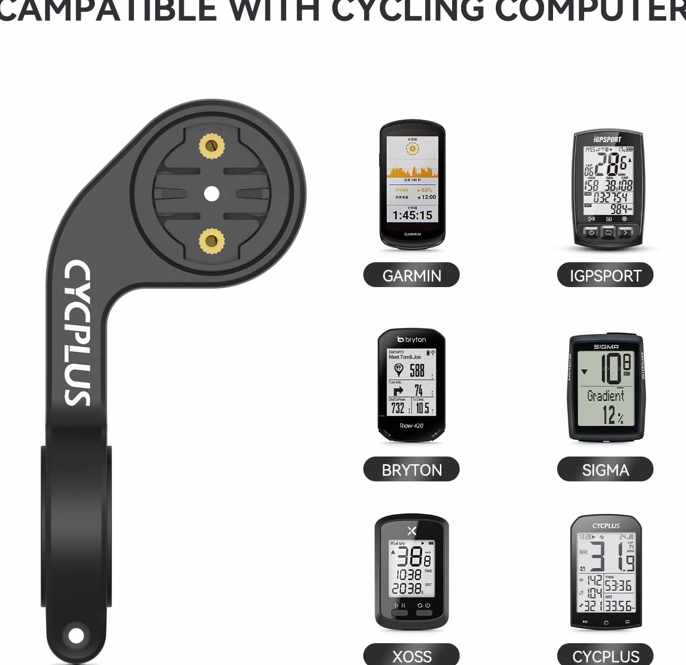CYCPLUS Soporte para computadora de Bicicleta Z1 Edge 25 130 200 500 510 520 800 810 820 1000 1030, Se Adapta a manillares de 31,8 mm