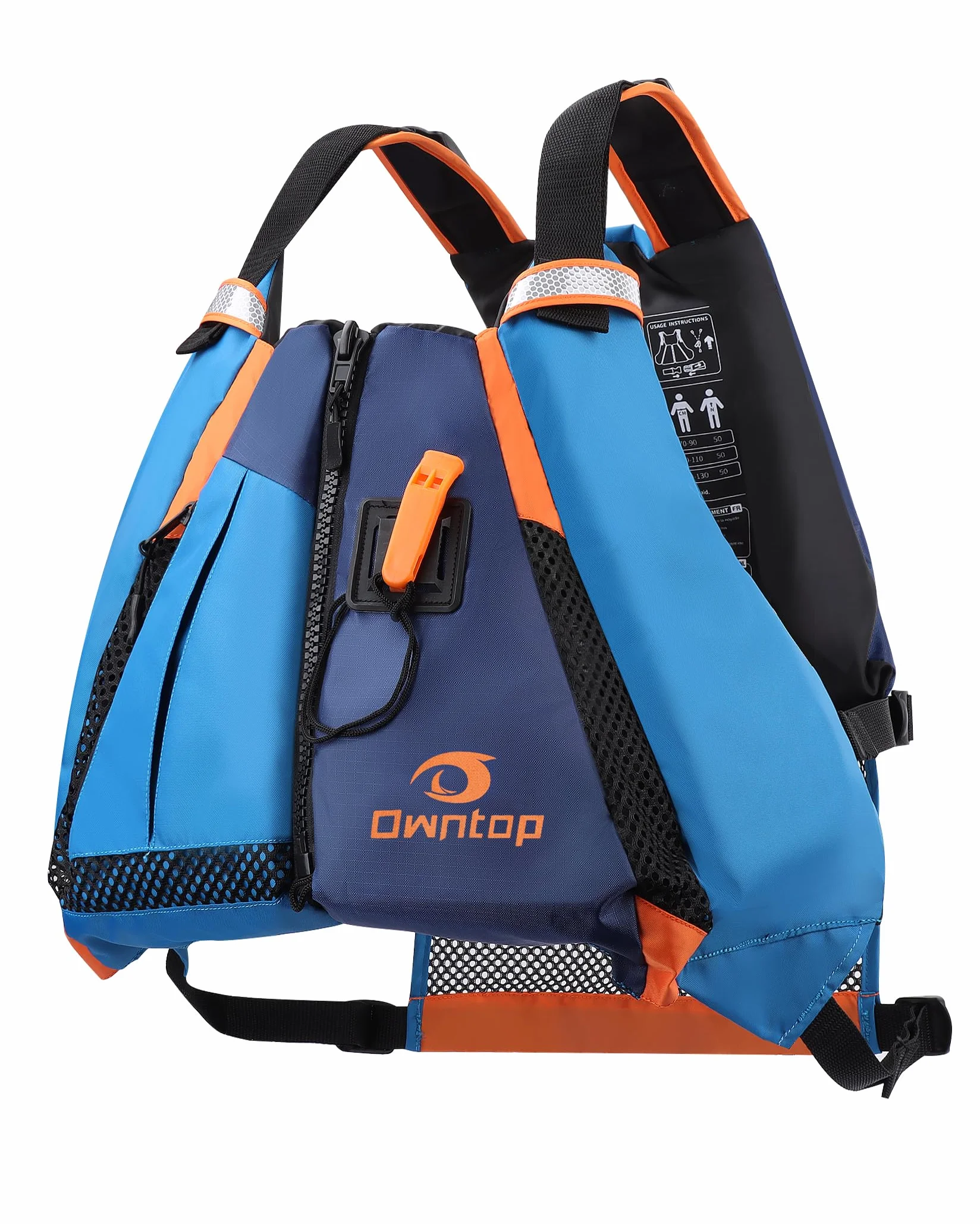 Owntop Ayuda a la Flotabilidad para Adultos | Espalda de Malla, Silbato y Bolsillos Grandes | Excelente Flotabilidad | Chaleco de Flotabilidad Ajustable para Kayak, Pesca, Navegación