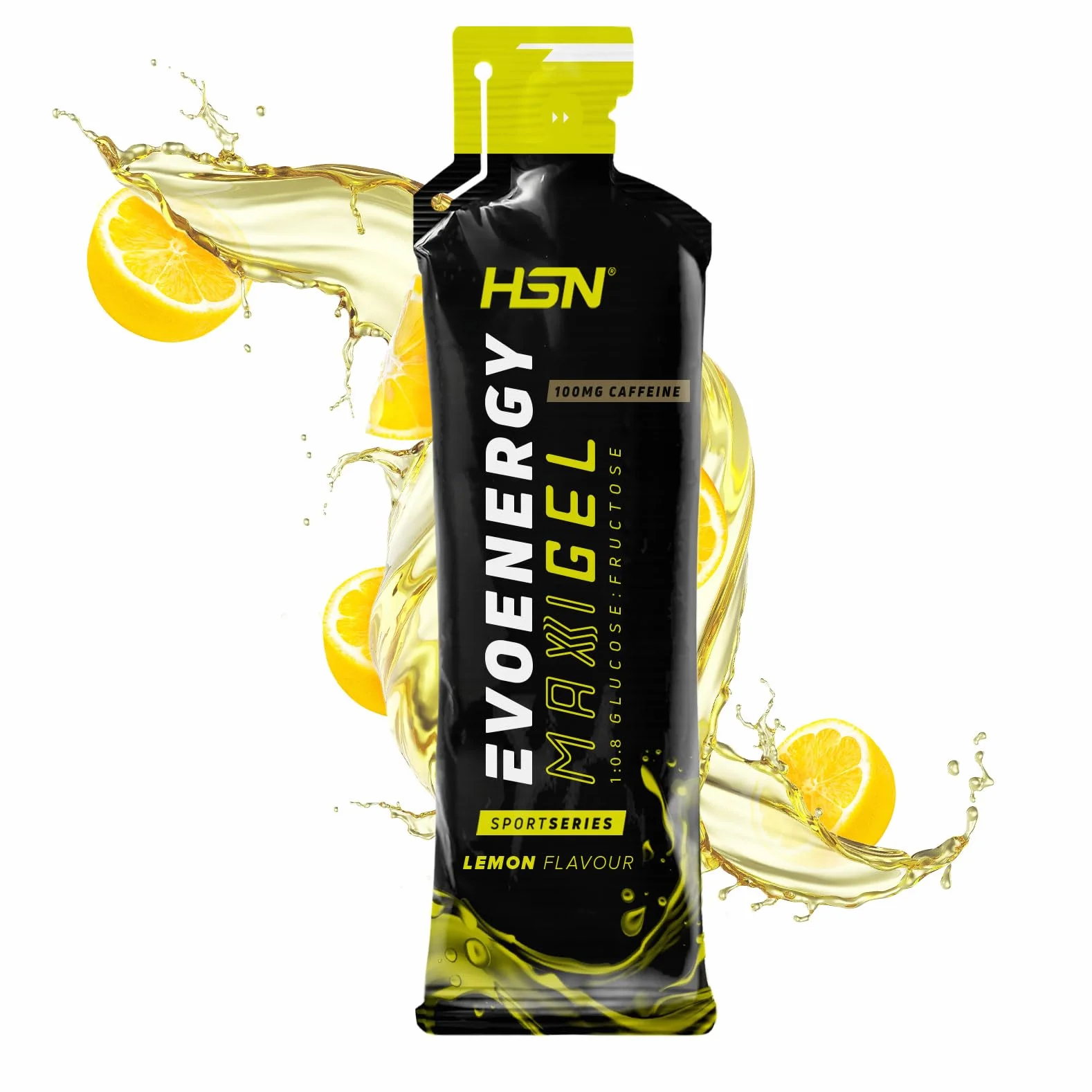 HSN Evonergy Maxigel Con Cafeína Limón 70ml 12 Unidades Gel Energético 60g Carbohidratos 1:0.8 Glucosa Fructosa Vegano Sin Gluten