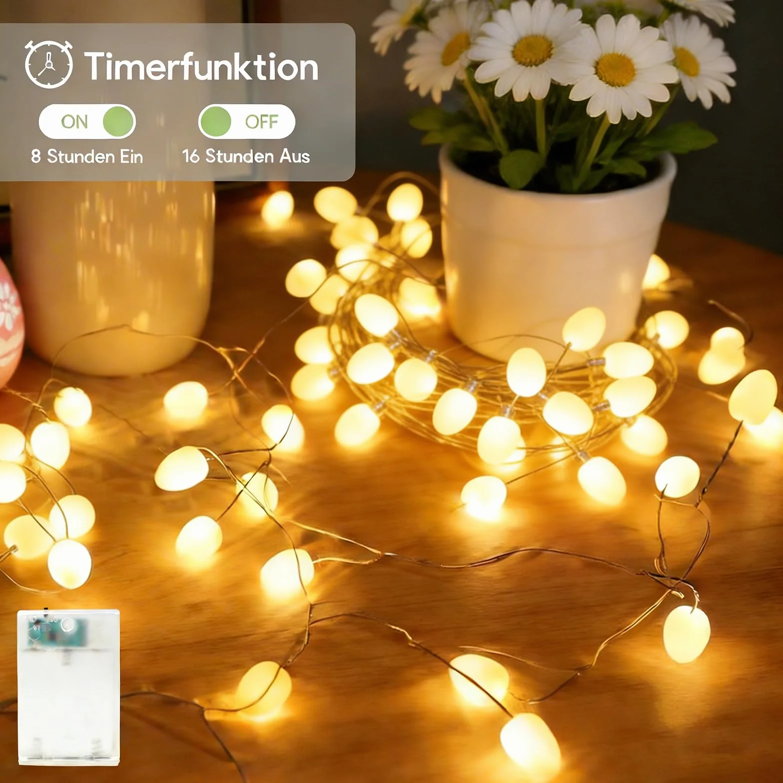 Guirnalda de luces LED 3m 40LED luz blanca cálida para Navidad interior exterior