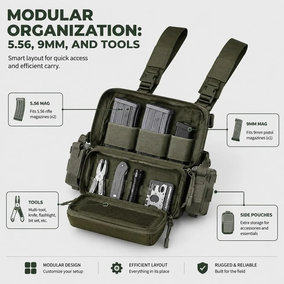 Conjunto De Plataforma Pecho Con Arnés Táctico D3CRM, Sistema Bolsa Modular Gran Capacidad For Actividades Equipo, Airsoft