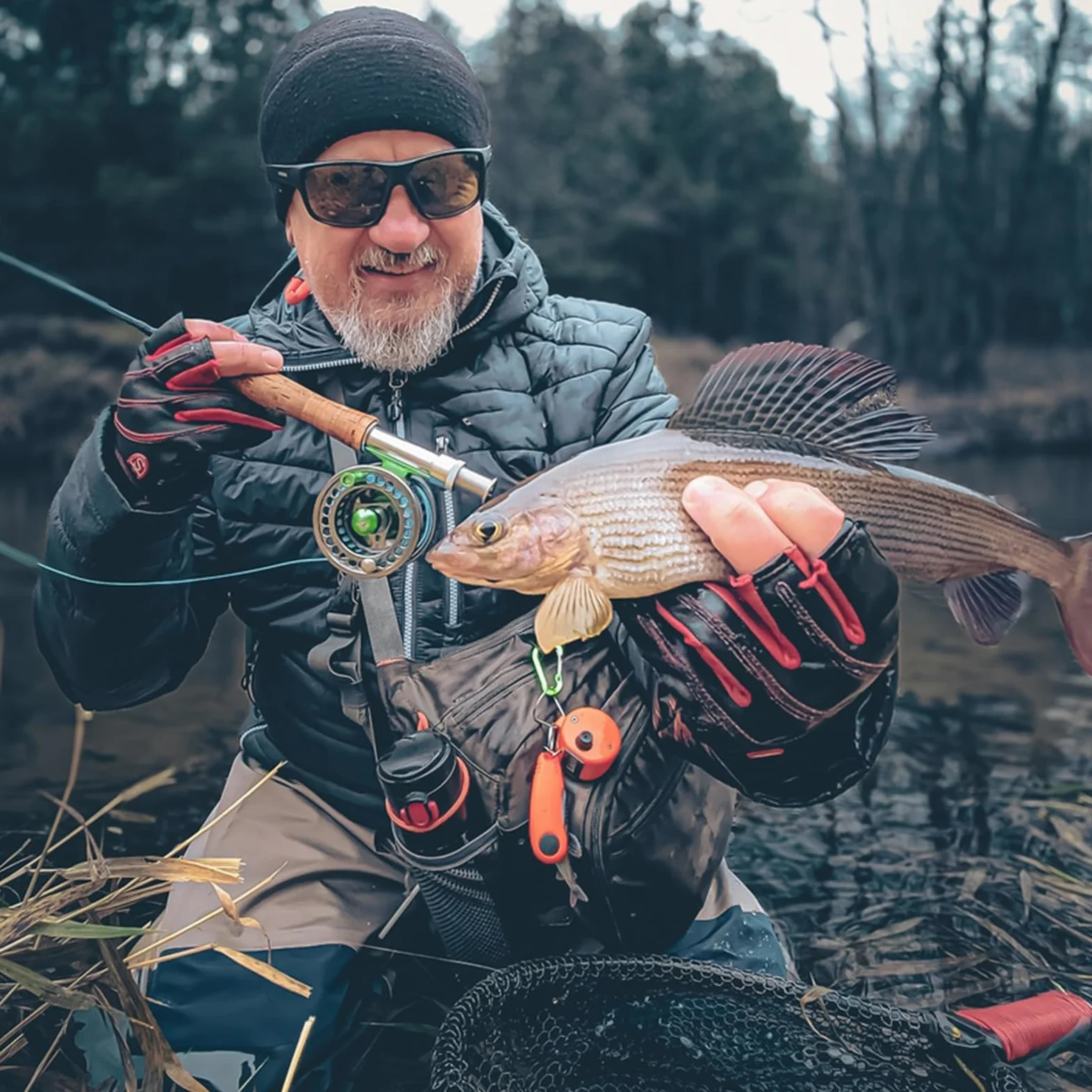 Raprance Pantalones de Pesca Transpirables con Cintura Alta para vadear