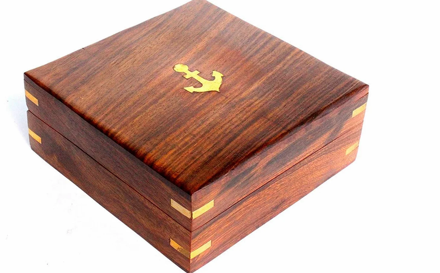 Brújula de capitán de latón con Caja de Madera Dura de 4 Pulgadas, brújula de navegación con Reloj de Sol Pirata