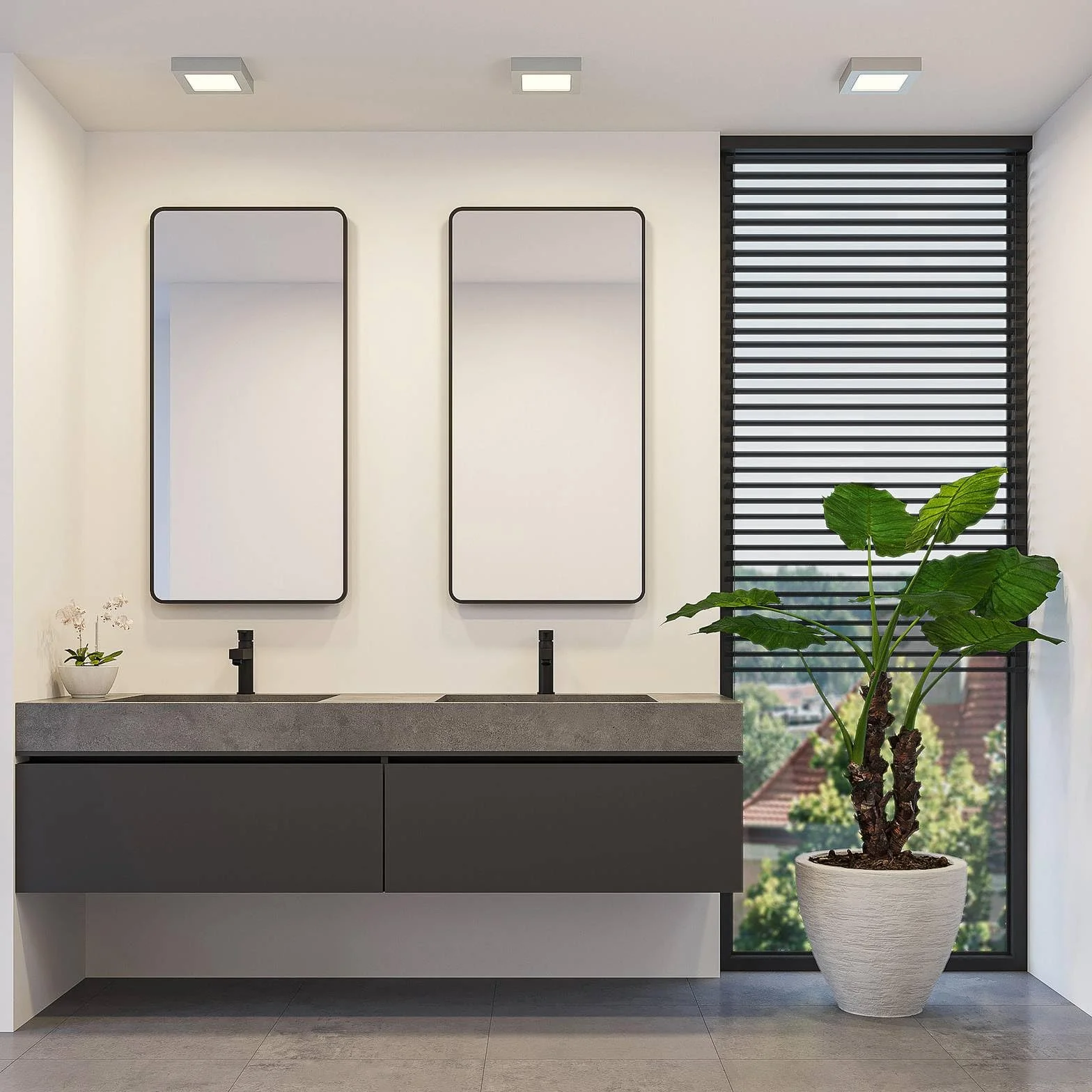 Lámpara de techo LED Alette gris aluminio baño 1 llama plafón