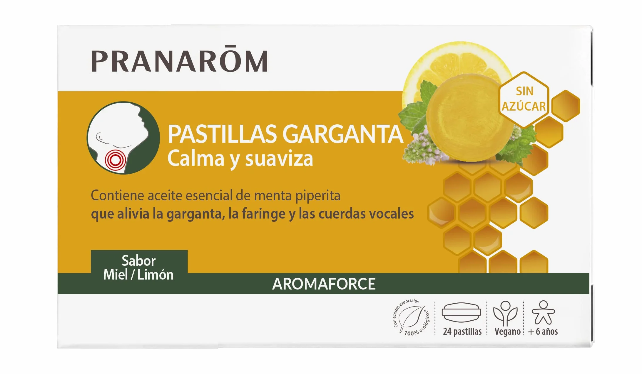 PRANARÔM Aromaforce Pastillas Garganta Miel Limón 24 Pastillas