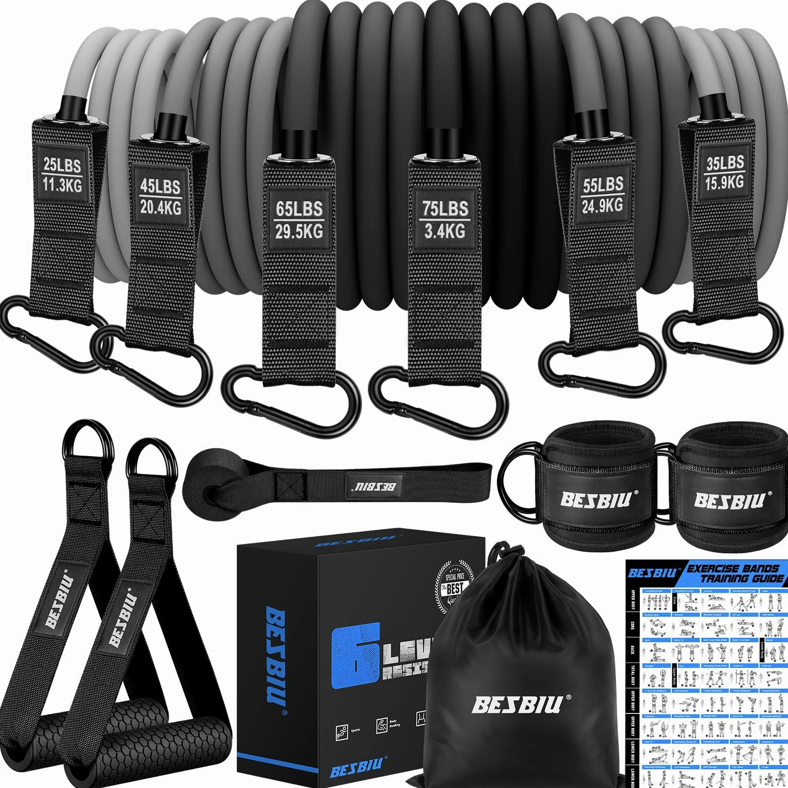 Bandas de resistencia pesada para entrenamiento, bandas de ejercicio de 300 libras/360 libras/420 libras, bandas de entrenamiento con asas, anclaje de puerta, correas de tobillo, equipo de